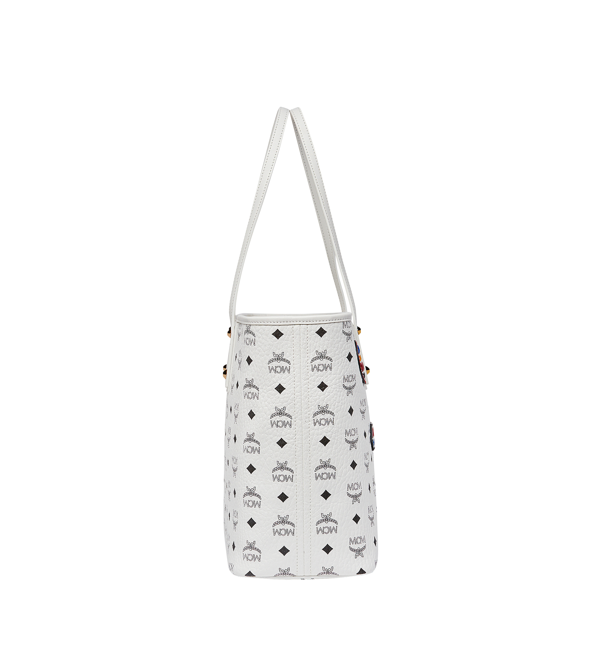 MCM Victory Patch Top Zip Shopper in Visetos White MWP8SVI69WT001 Noch mehr sehen 2