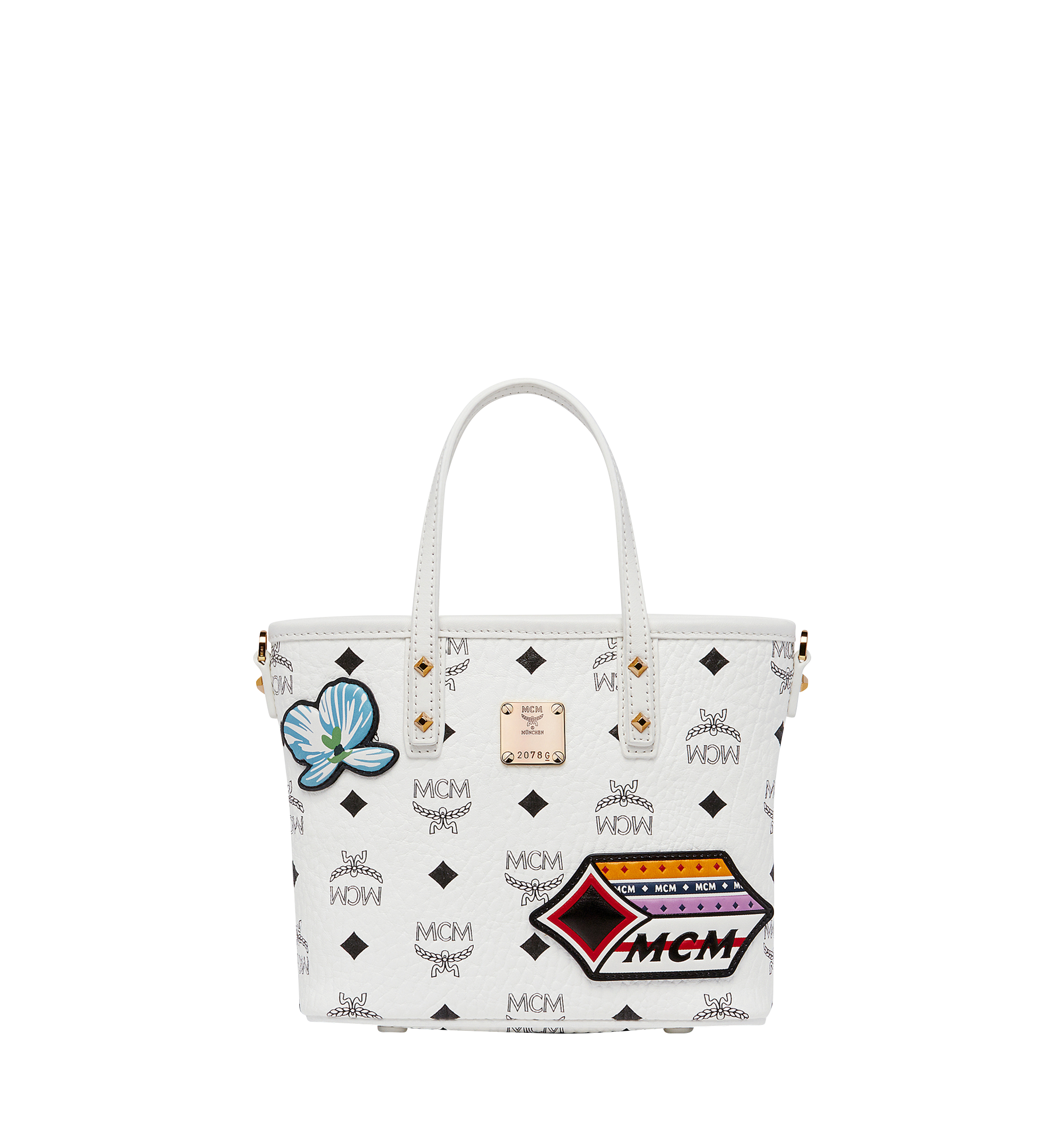 MCM Victory Patch Top Zip Shopper in Visetos White MWP8SVI70WT001 Noch mehr sehen 1