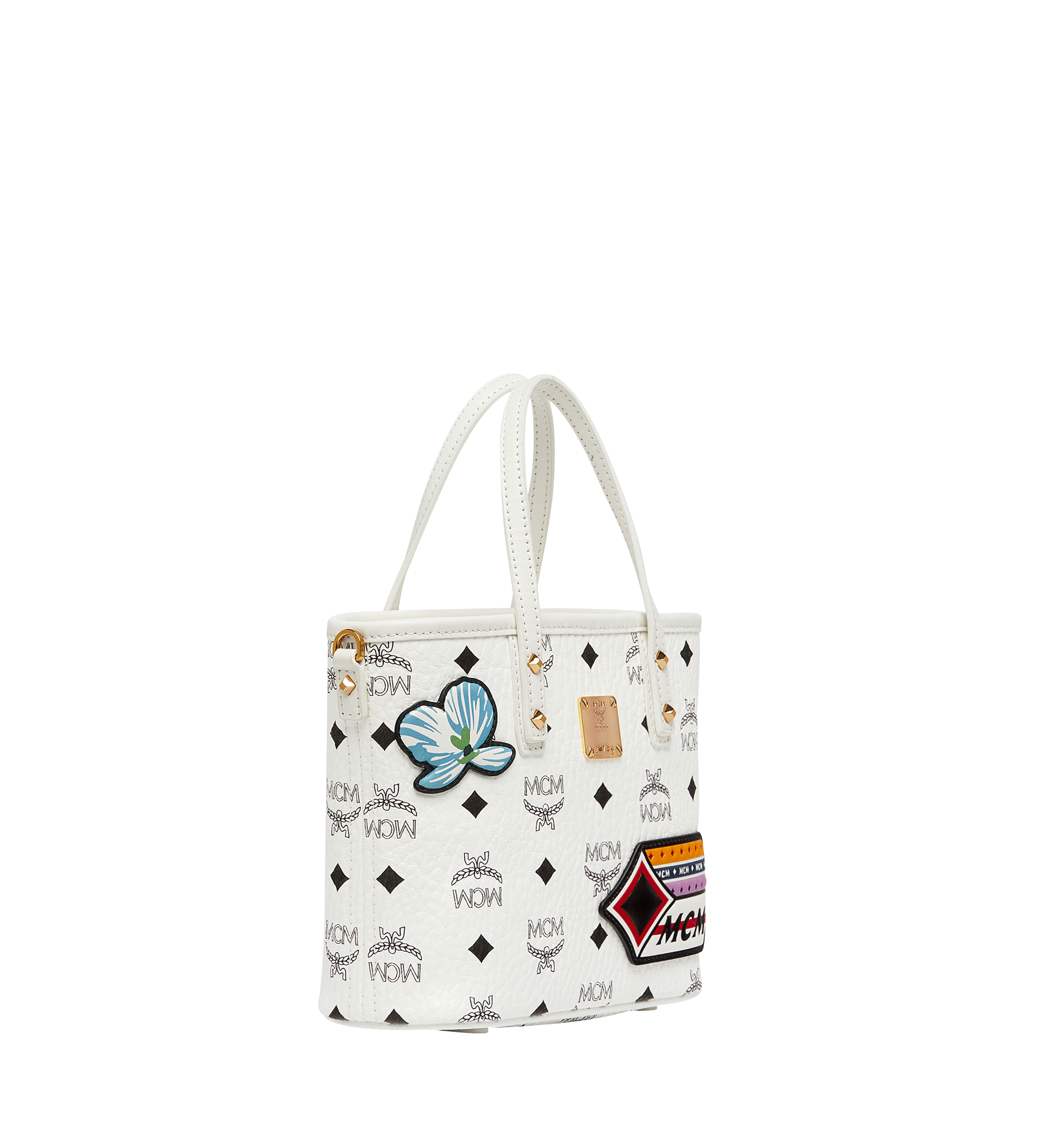 MCM Victory Patch Top Zip Shopper in Visetos White MWP8SVI70WT001 Noch mehr sehen 1
