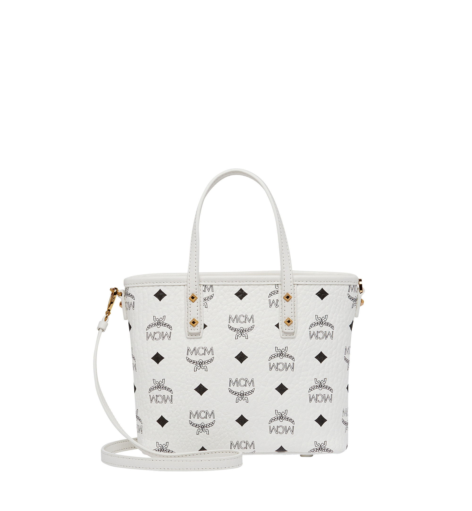 MCM Victory Patch Top Zip Shopper in Visetos White MWP8SVI70WT001 Noch mehr sehen 3