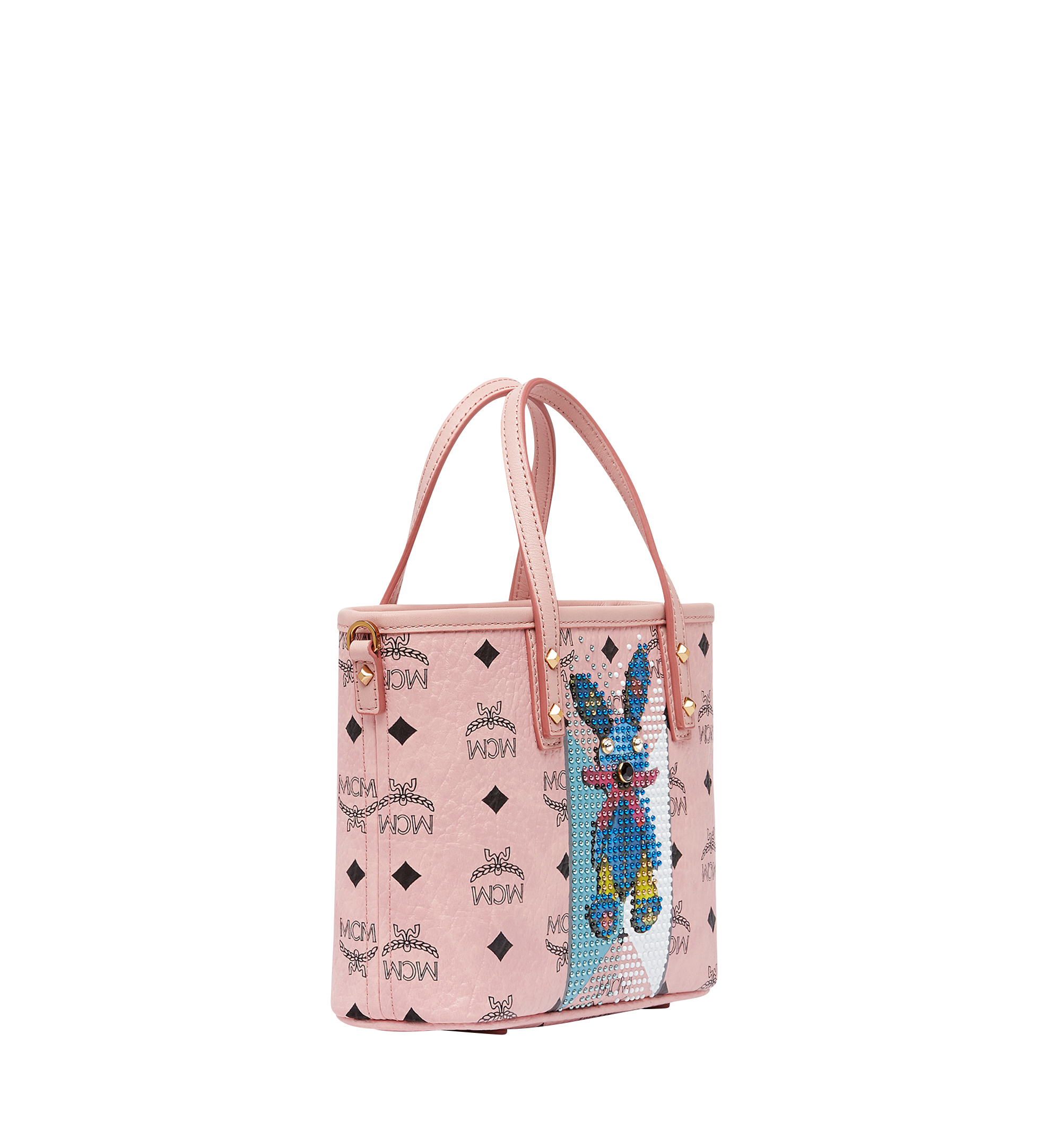 MCM Rabbit Top Zip Shopper in Visetos Pink MWP8SXL48PZ001 Alternate View 1