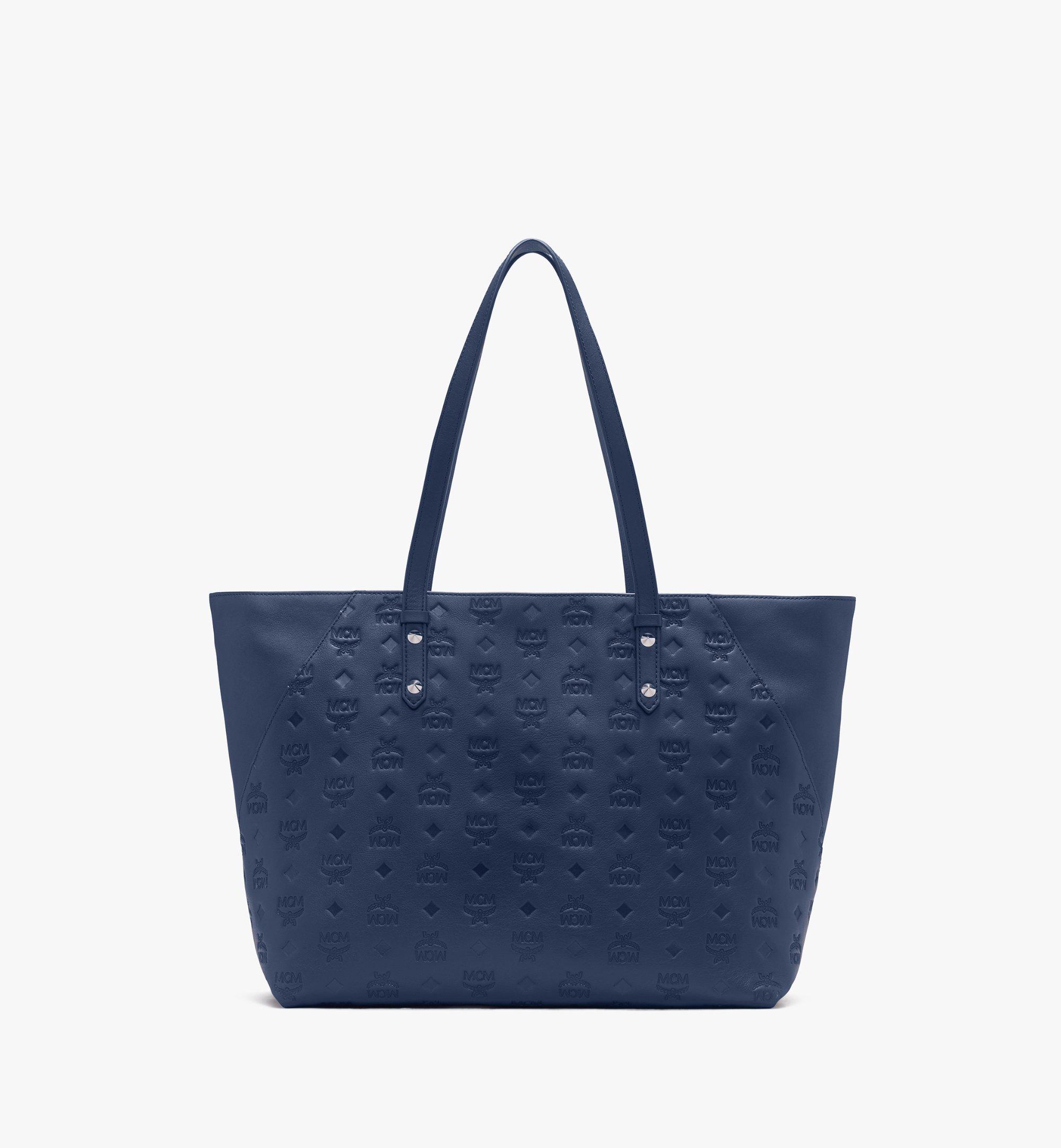navy blue mcm tote bag