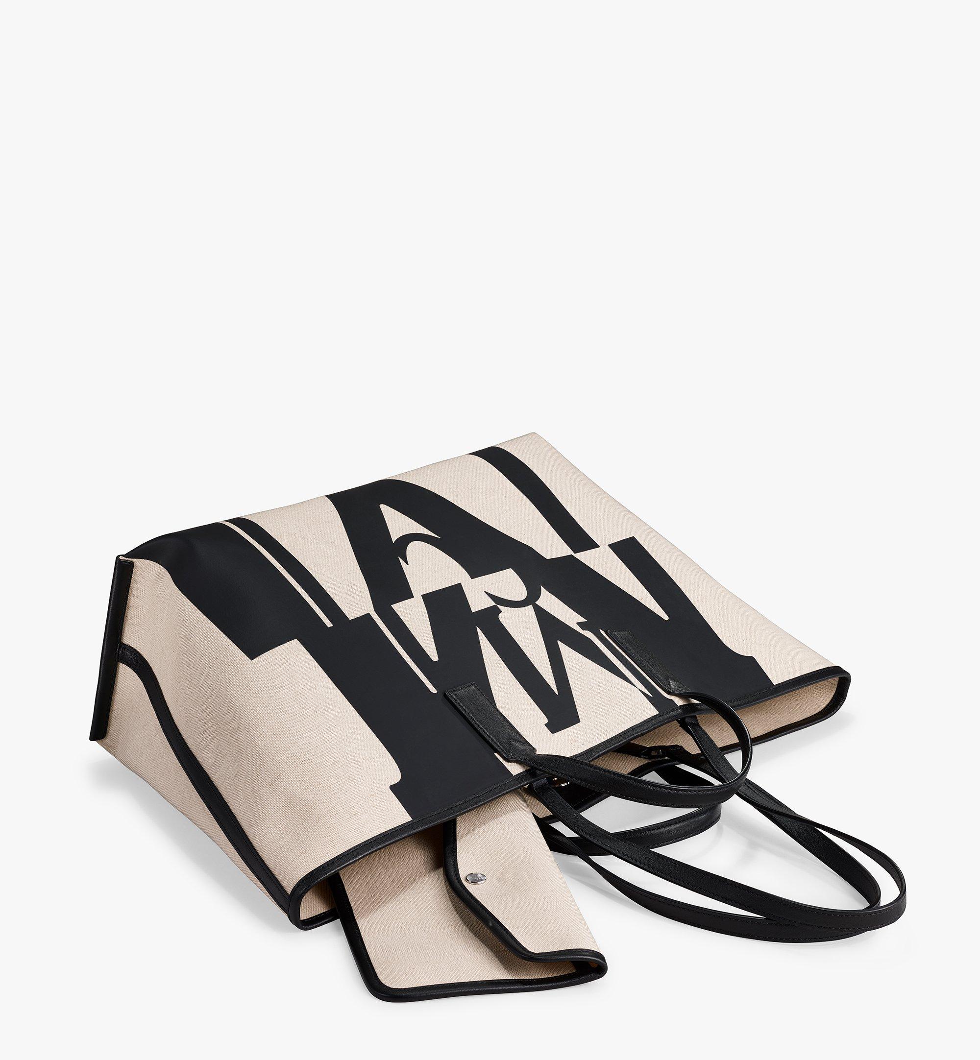 MCM Shopper in Logo Glitch Canvas Black MWPAAMH01BK001 Alternate View 3