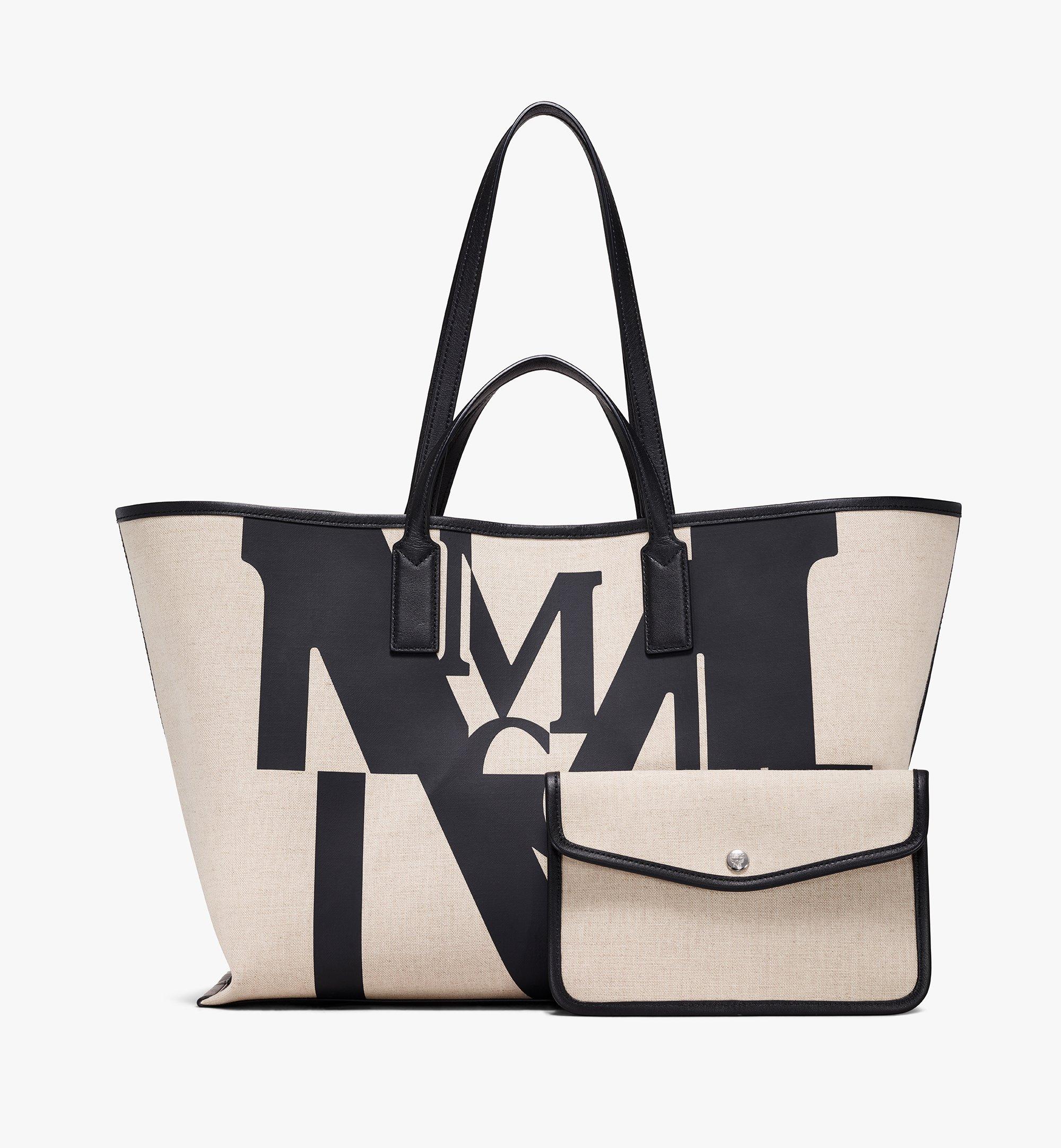 MCM Logo Print Mini Tote Bag in Black