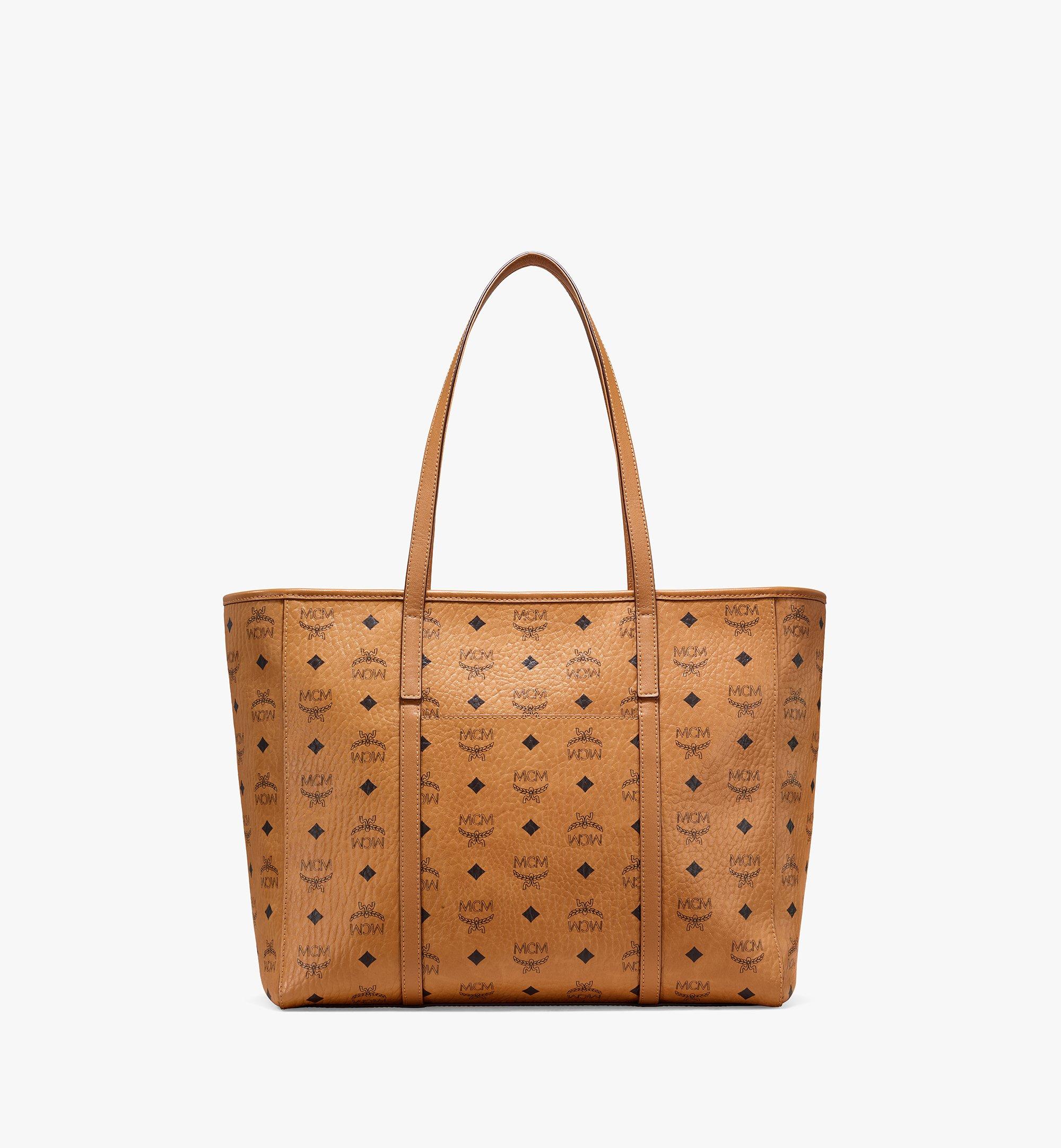 MCM Women's Toni Shopper Medium, Cognac, Tan, Graphic, One Size: Handbags