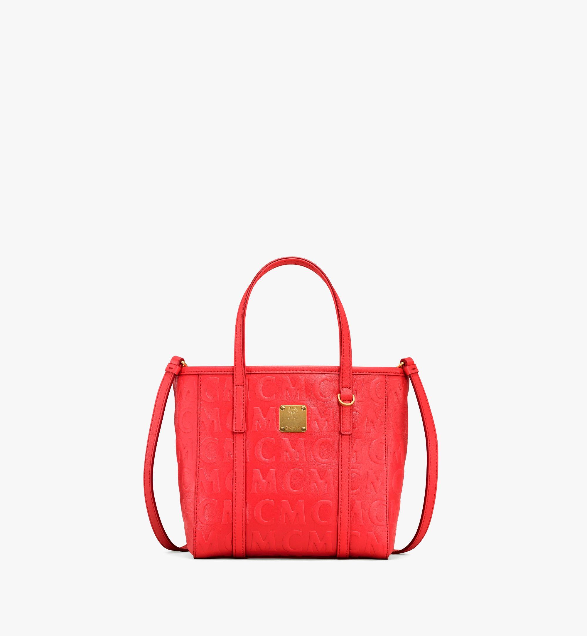 Mini Aren Top-Zip Shopper in MCM Monogram Leather Red | MCM ®TH