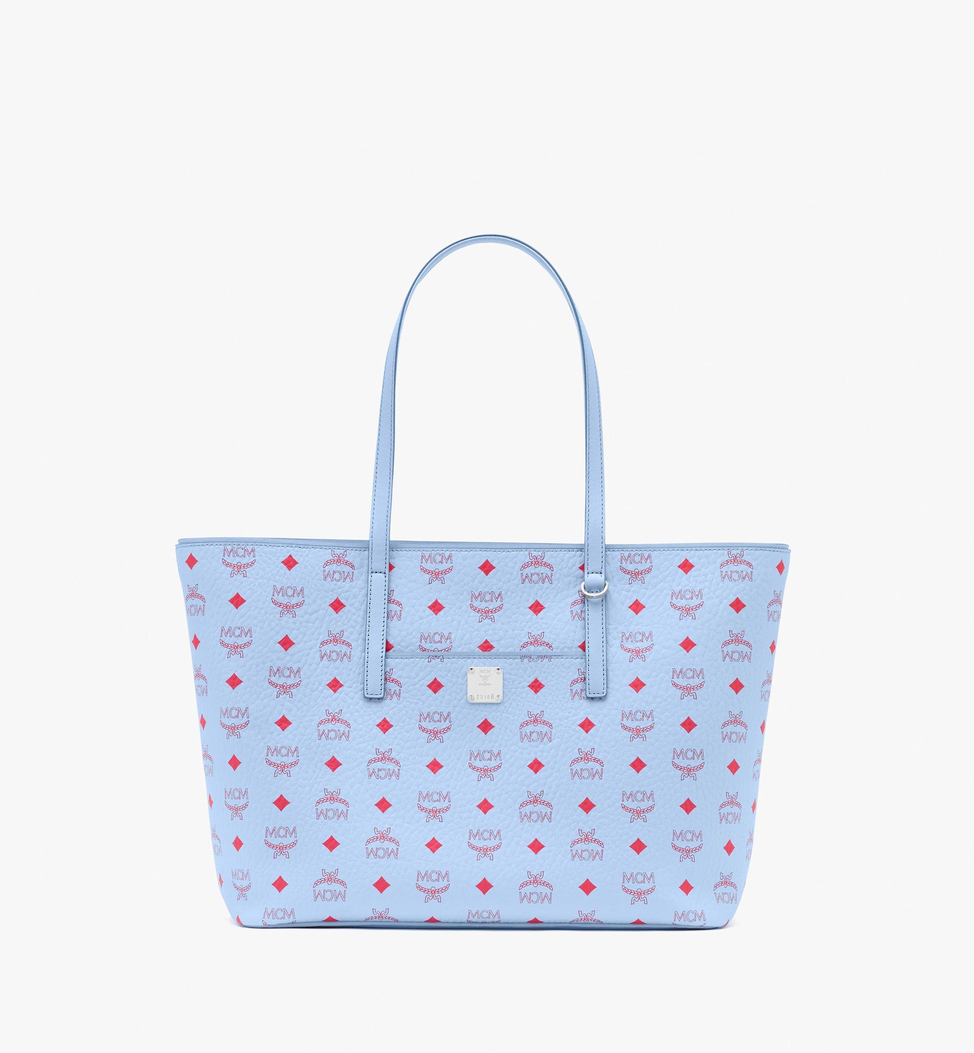 blue mcm tote bag