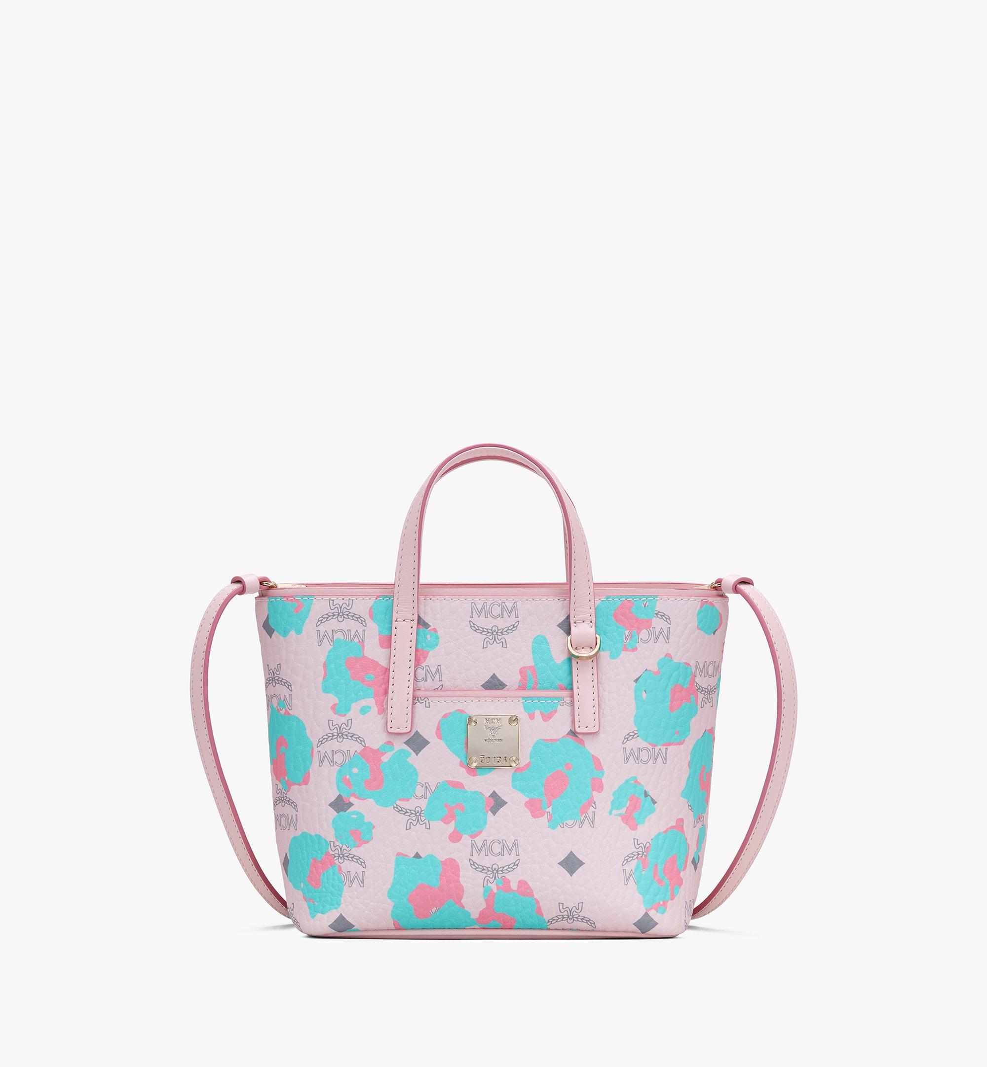 MCM Anya Floral Leopard Print Tote Bag in Pink