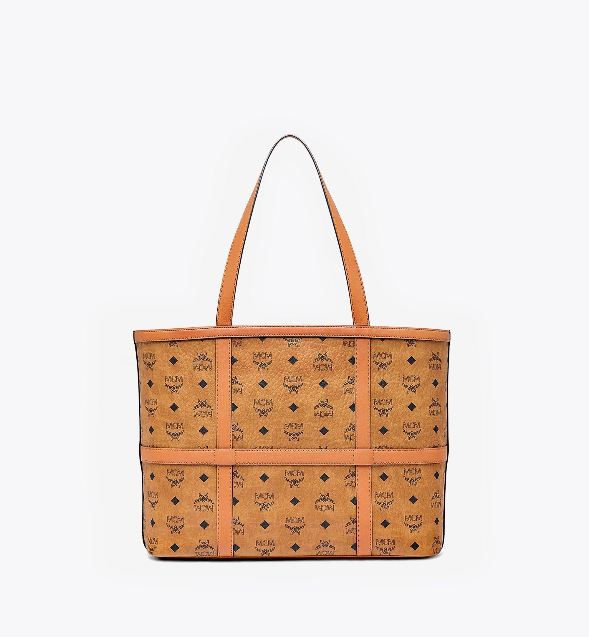 Mcm Half Moon Medium Visetos Canvas Tote Bag