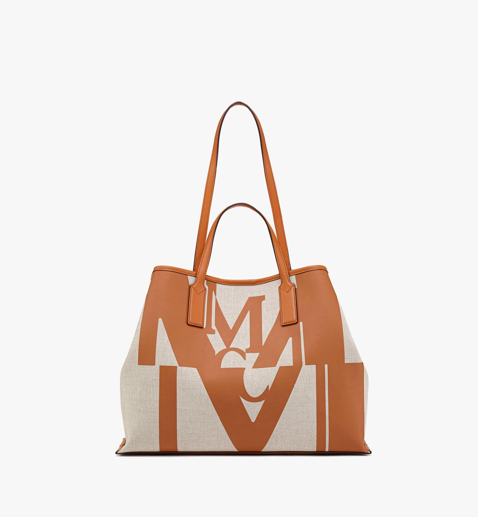 MCM Aren Shopper in Logo Glitch Canvas Cognac MWPCATA02CO001 Alternate View 4