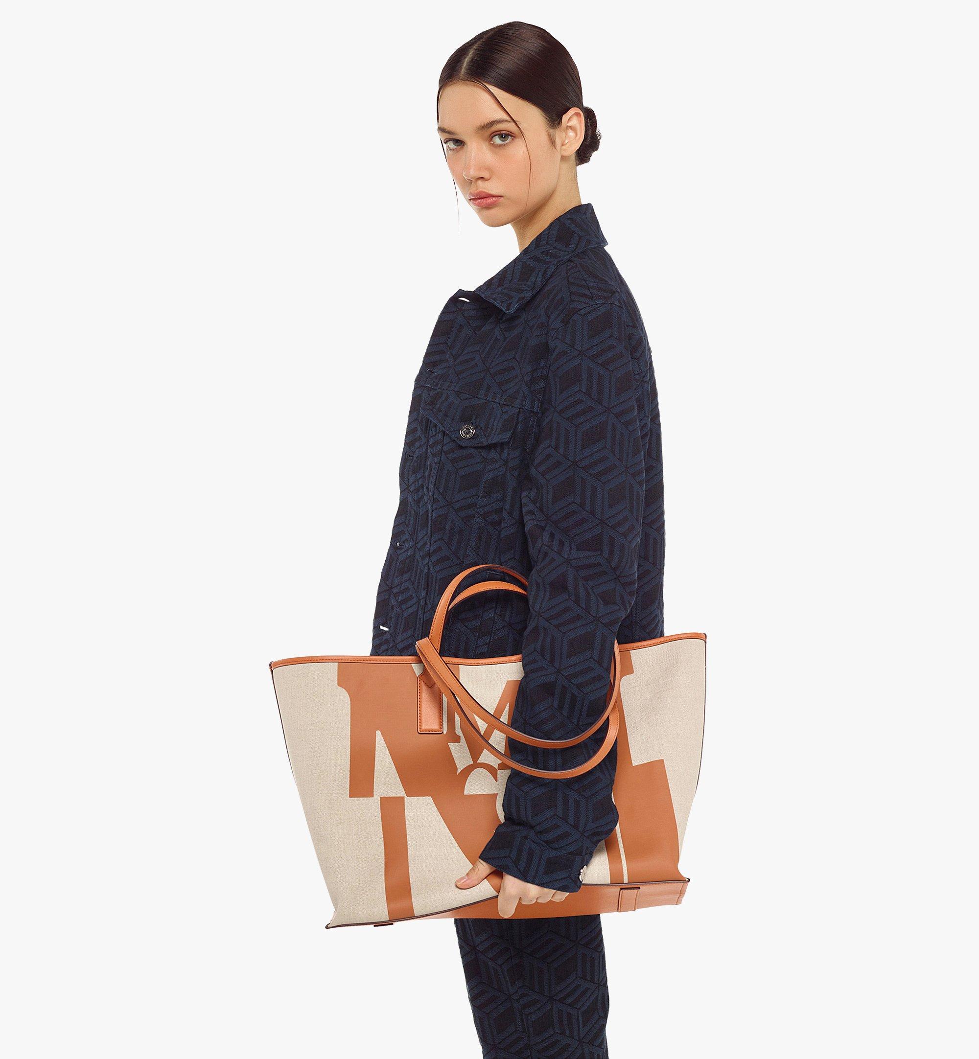 MCM Aren 標誌毛刺效果帆布購物袋 Cognac MWPCATA02CO001 更多視圖 5