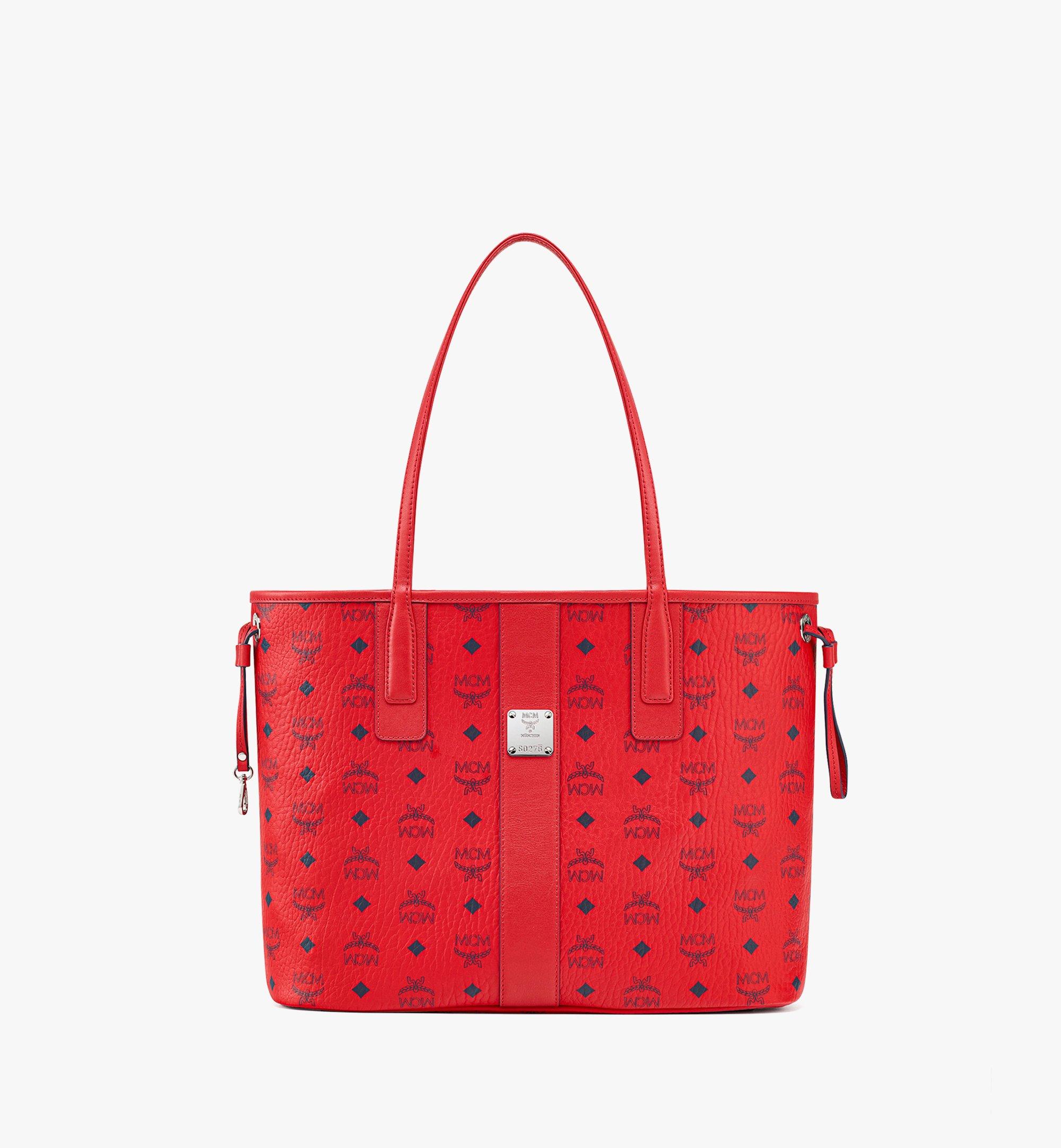 Mcm Reversible Liz Shopper In Visetos In Candy Red