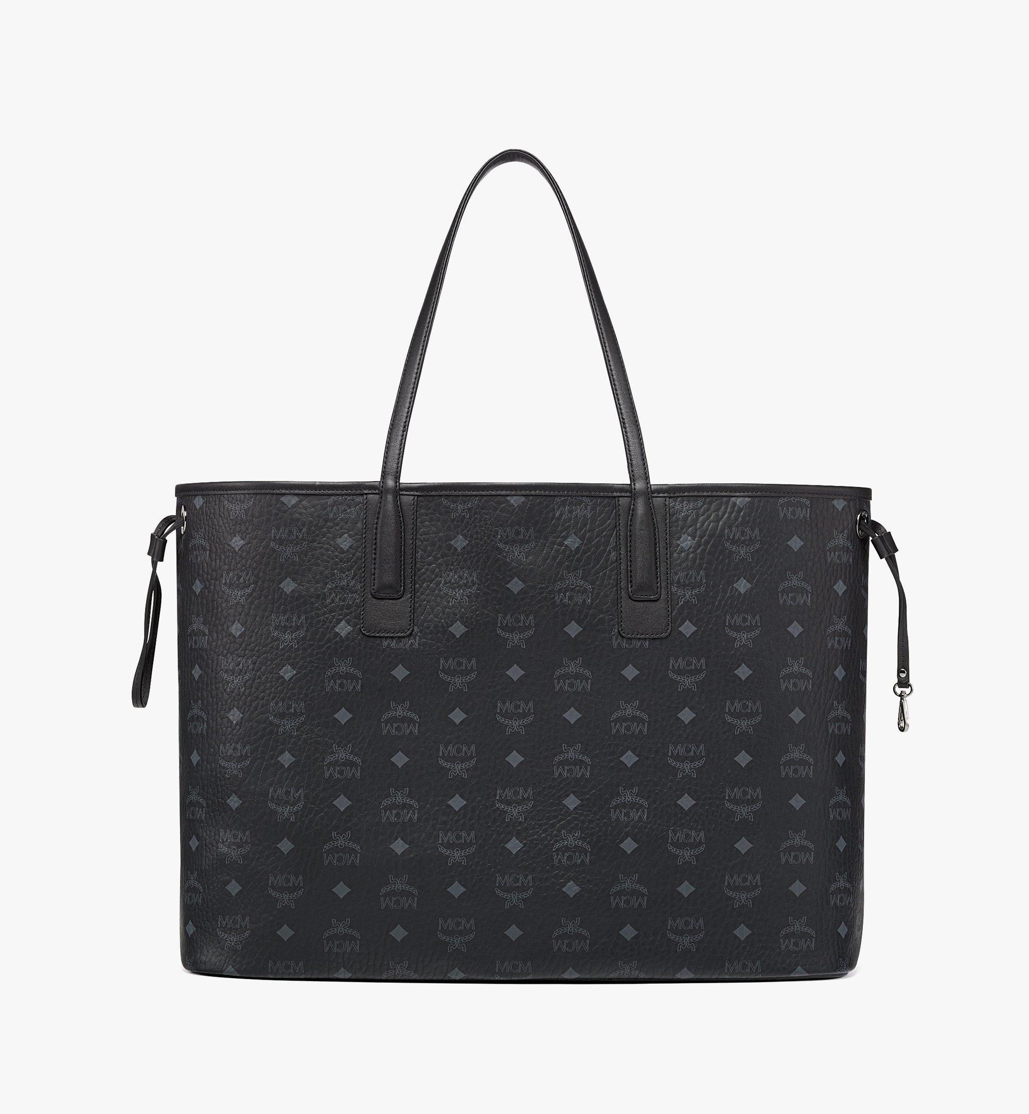 MCM Liz Visetos Reversible Shopper Tote Bag Black