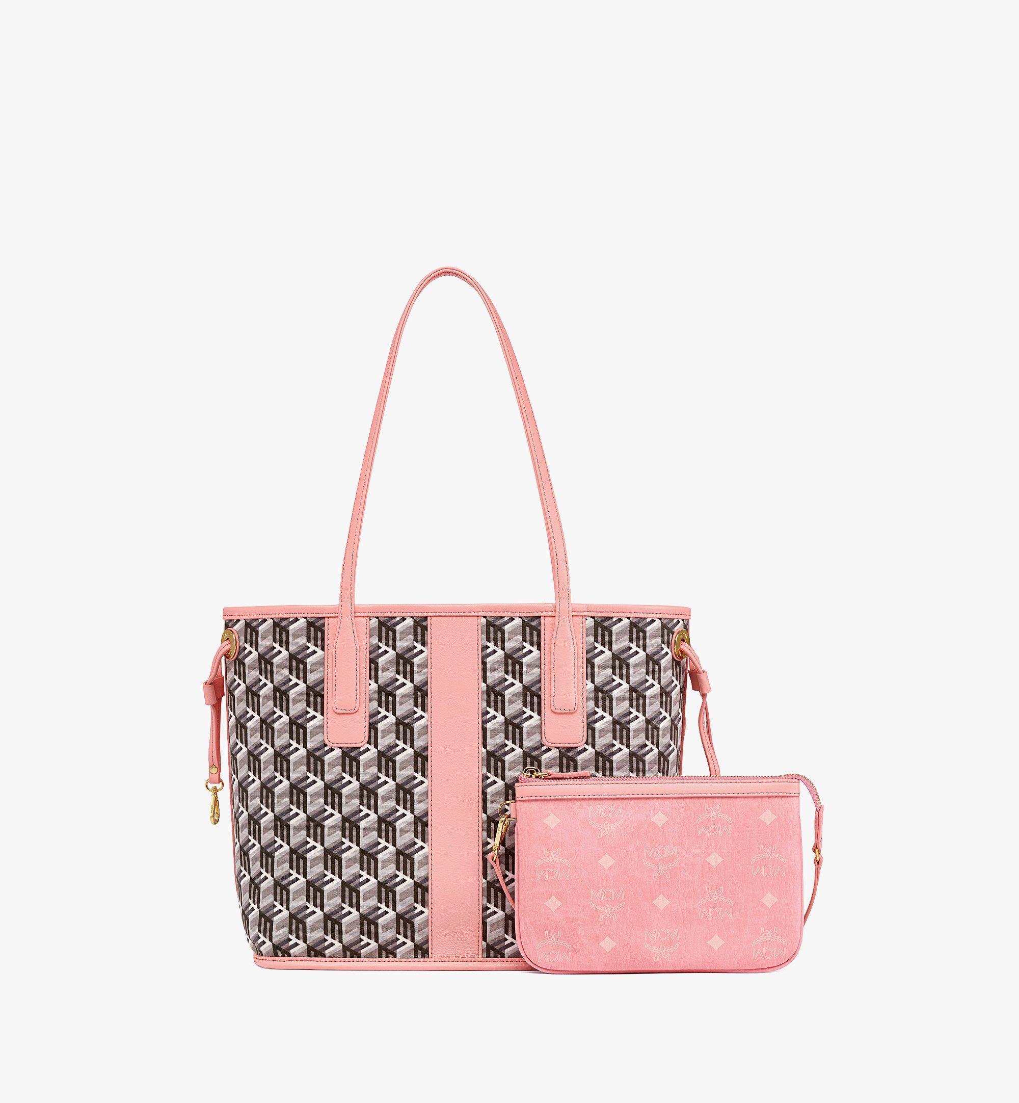 Mcm Medium Liz Reversible Shopper in Blossom Pink Visetos