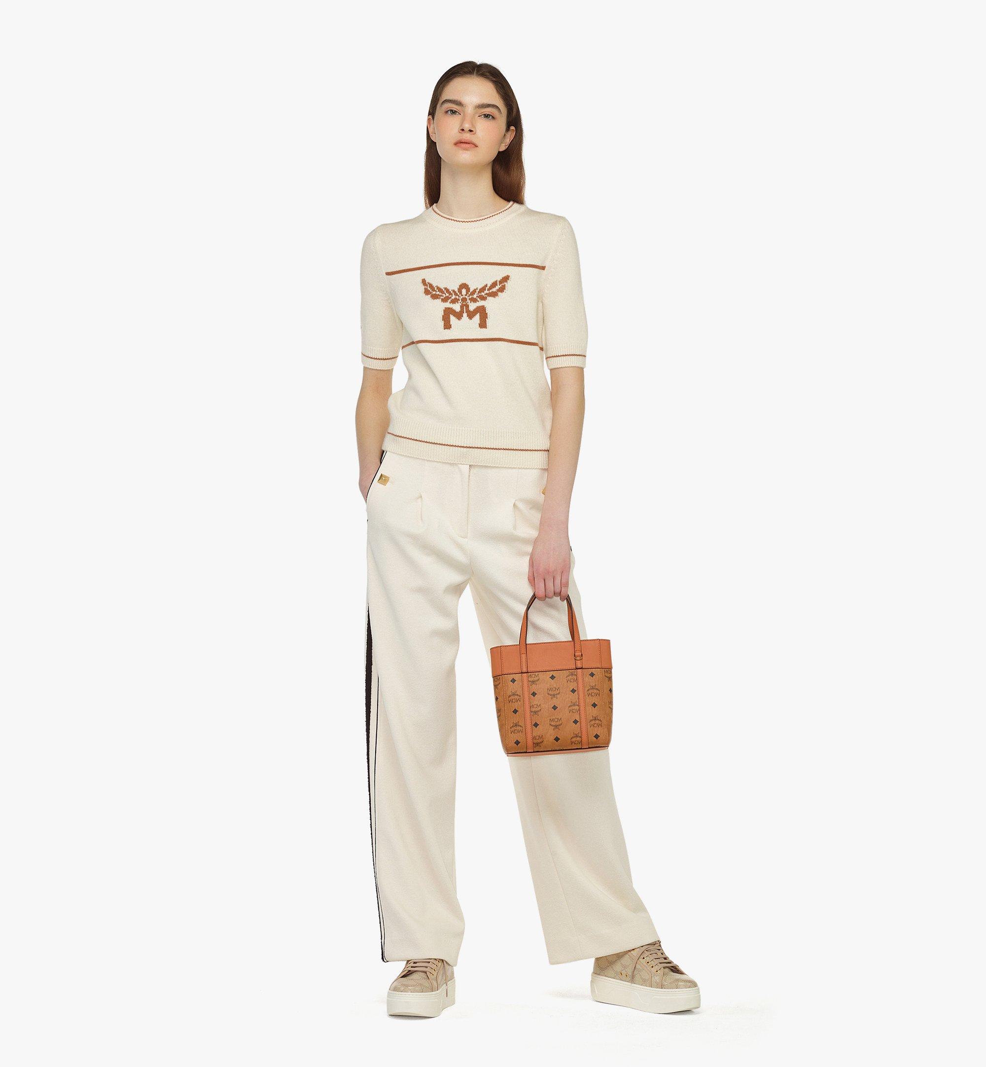 Mini Aren Top-Zip Shopper in Visetos Cognac