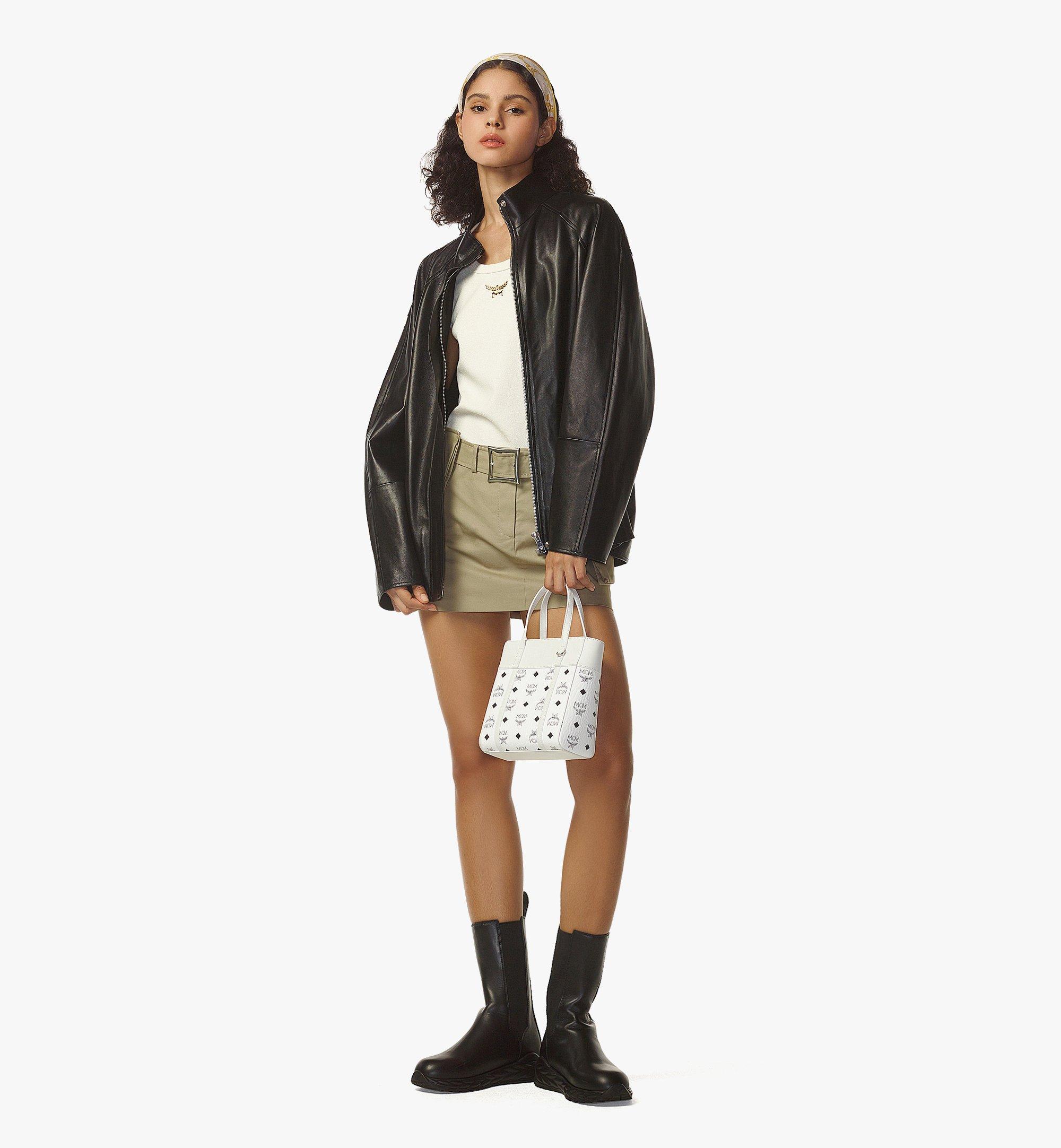 Mini Aren Top-Zip Shopper in Visetos Leather Mix White | MCM ®US