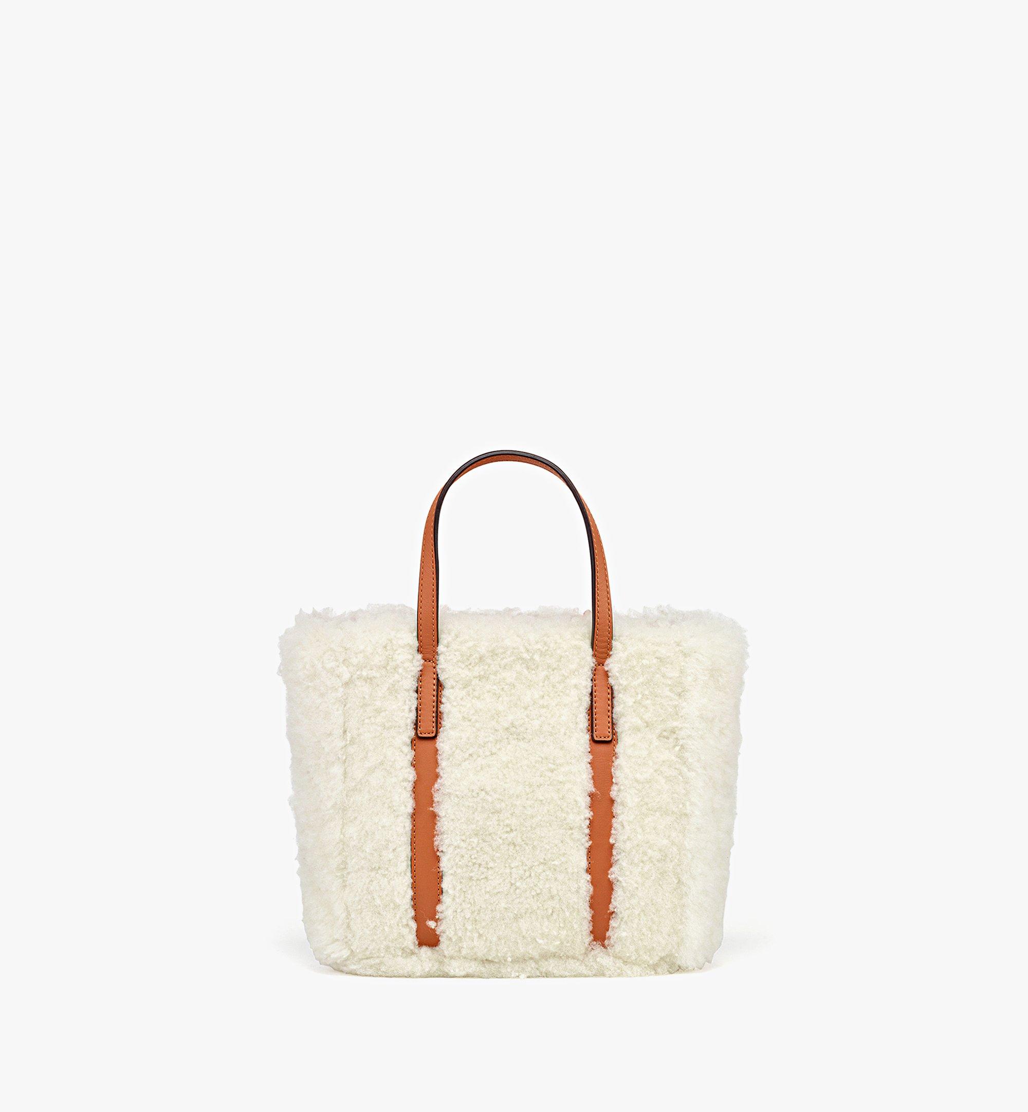 MCM Toni Top-Zip Shopper in Shearling and Leather White MWPEAMT02WT001 Alternate View 3