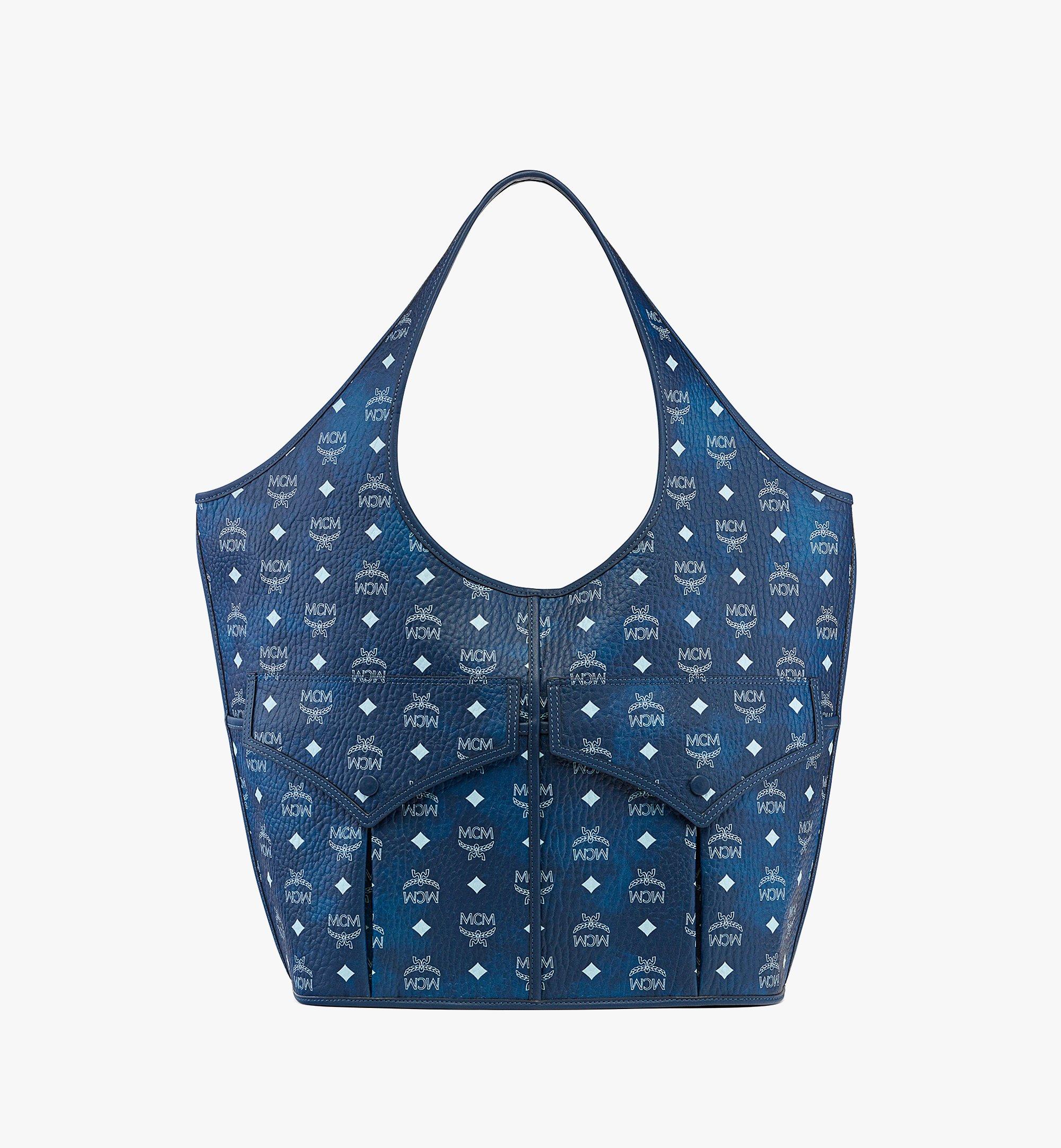 MCM Aren Mama Shopper in Visetos Blue MWPEATA021F001 Alternate View 1