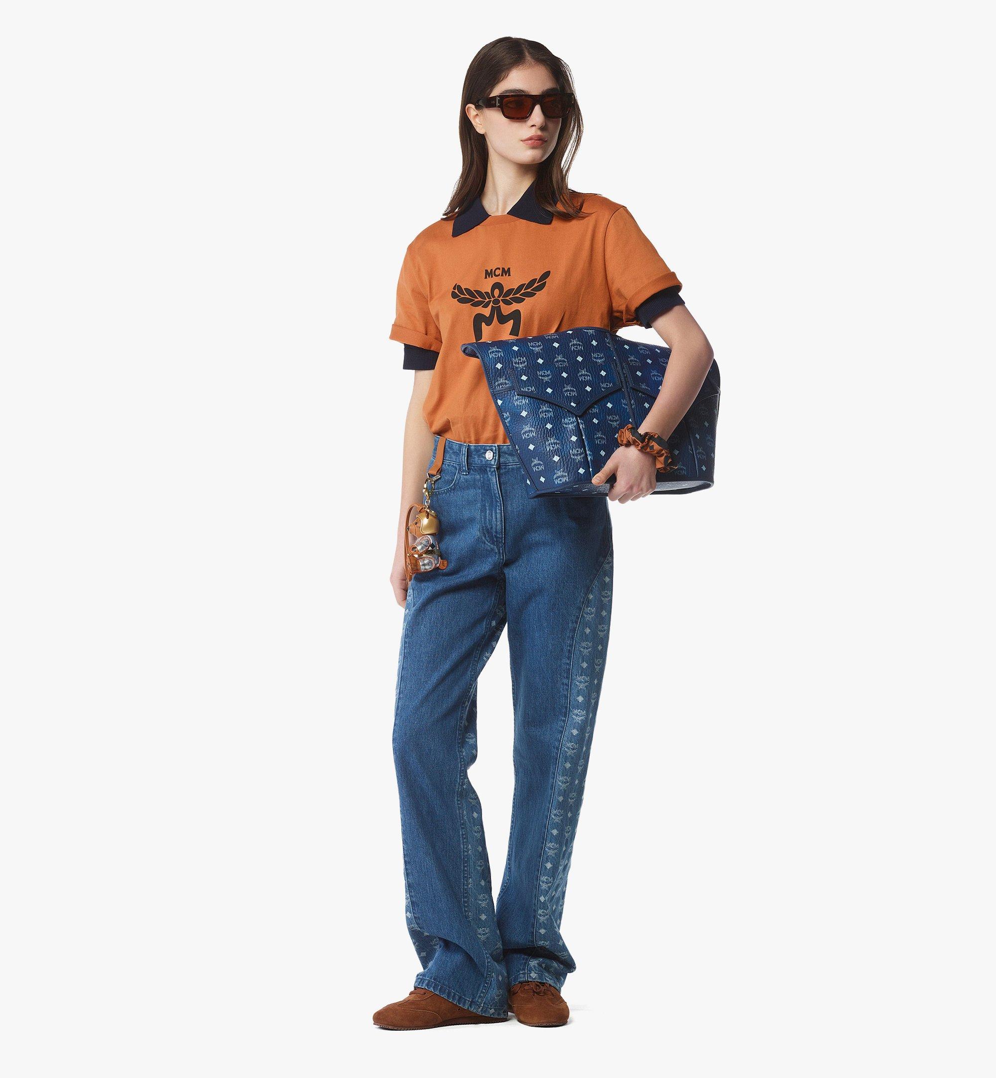MCM Leni Shopper in Visetos Blue MWPEATA021F001 Alternate View 4