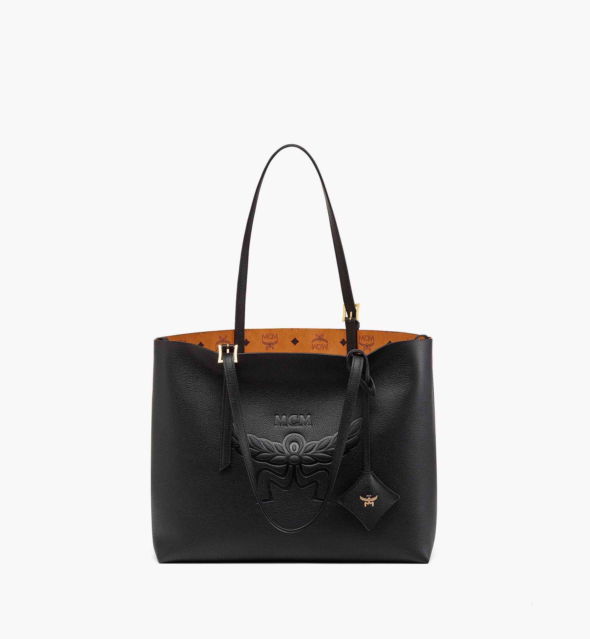 Medium Himmel Shopper in Embossed Logo Leather Black | MCM ®US