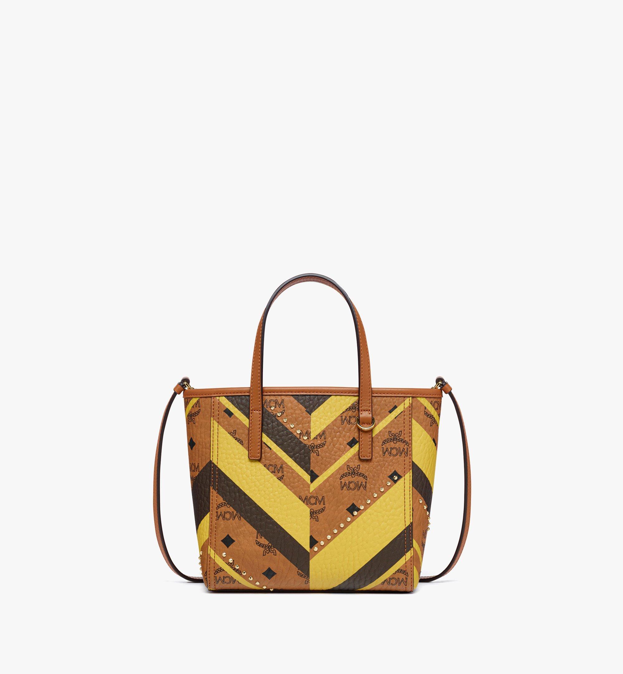 Studded Toni Top-Zip Shopper in Mega Herringbone Visetos