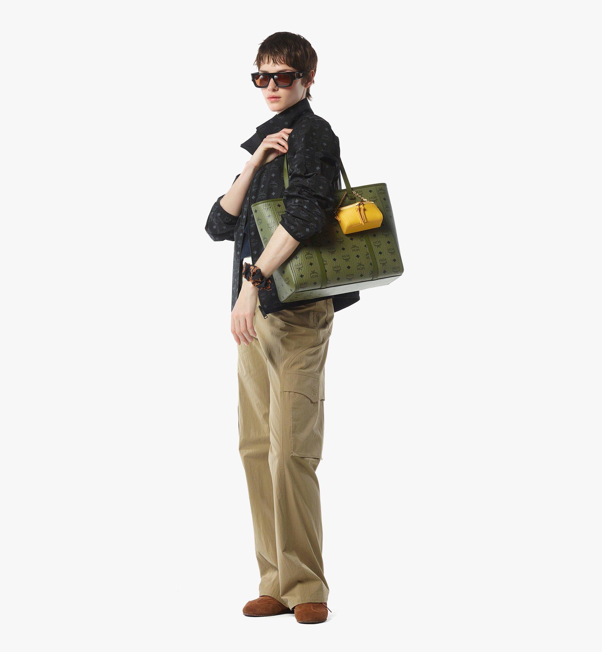 MCM Sac cabas Toni à fermeture supérieure zippée en Visetos Green MWPFAMT07K8001 Plus de photos 5