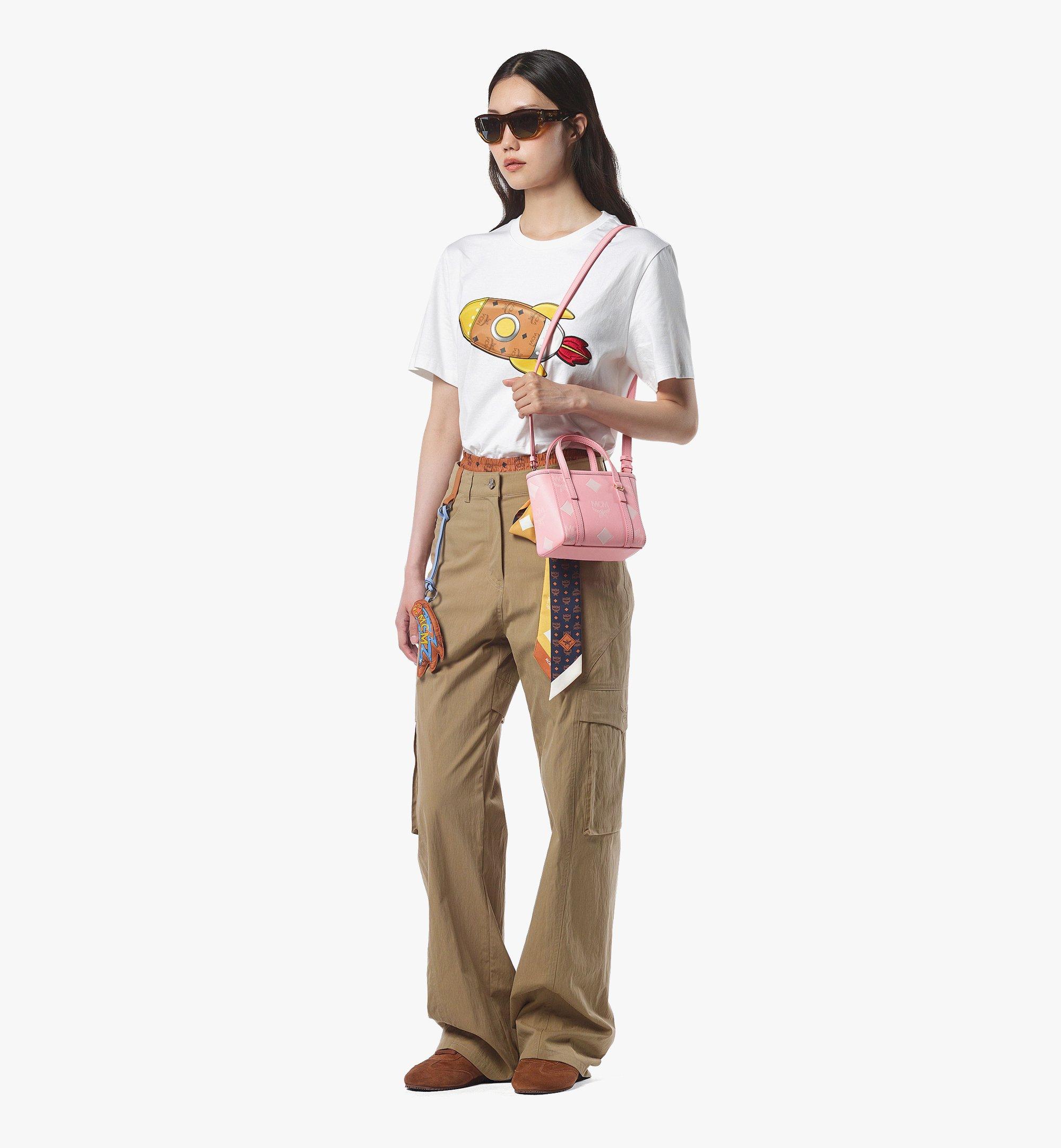 MCM Toni Resetos顶部拉链皮革购物袋 Pink MWPFAMT09Q5001 更多视角 2
