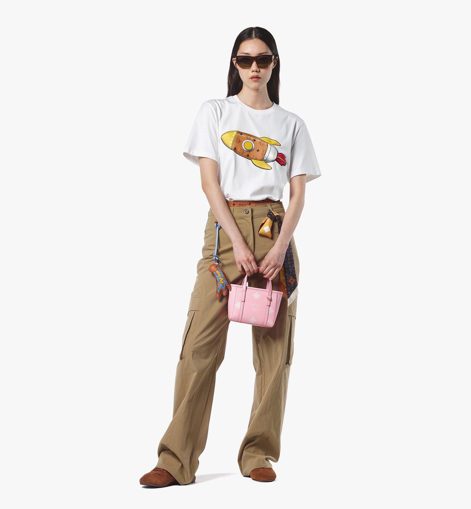 MCM Toni Resetos顶部拉链皮革购物袋 Pink MWPFAMT09Q5001 更多视角 5