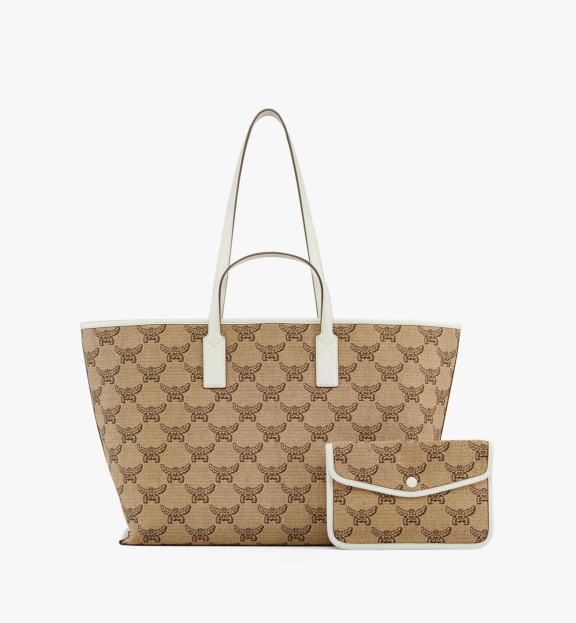 MCM Himmel Shopper in Lauretos Raffia Jacquard Beige MWPFSAC02IN001 Alternate View 3