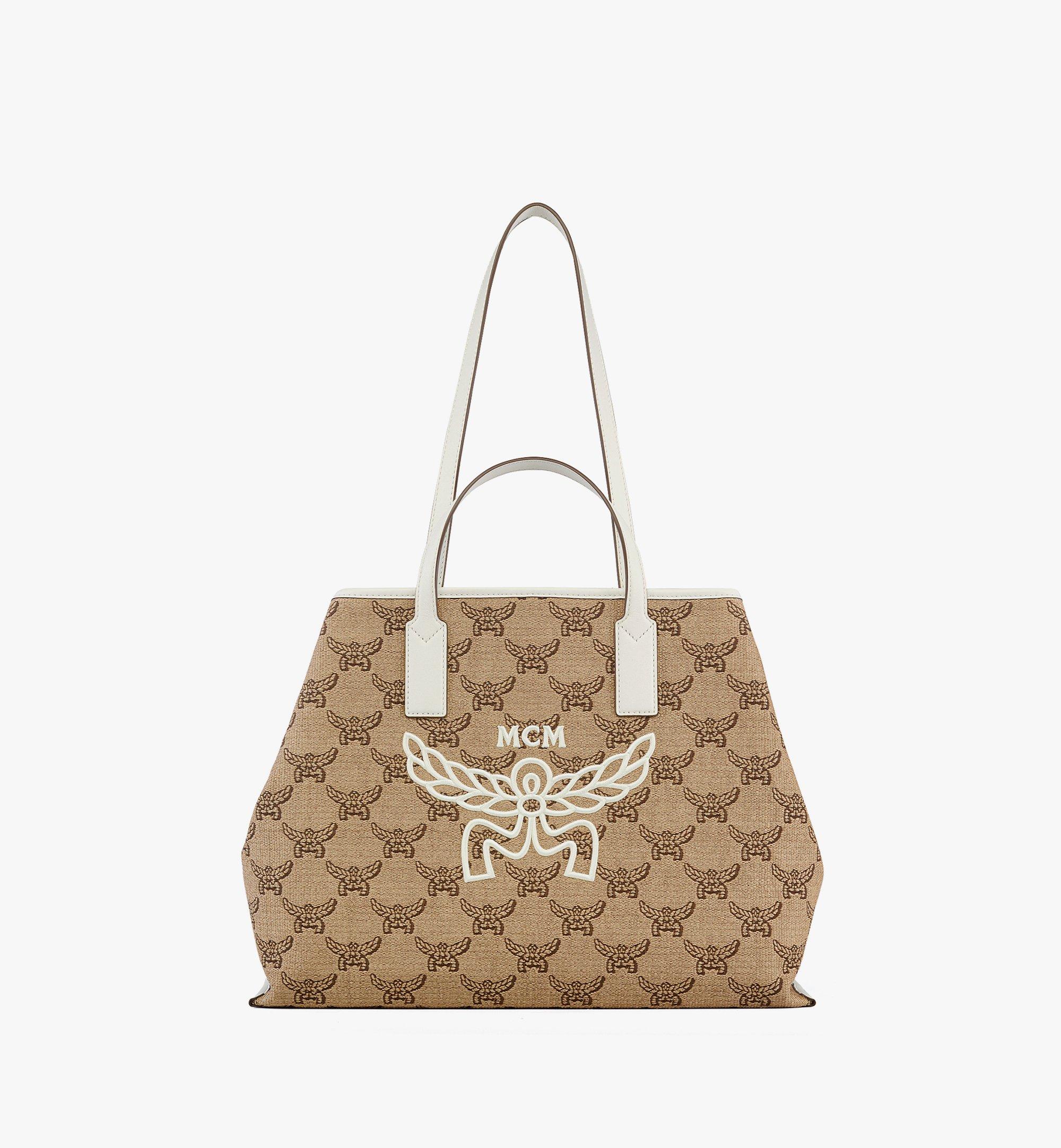 MCM Himmel Shopper in Lauretos Raffia Jacquard Beige MWPFSAC02IN001 Alternate View 4