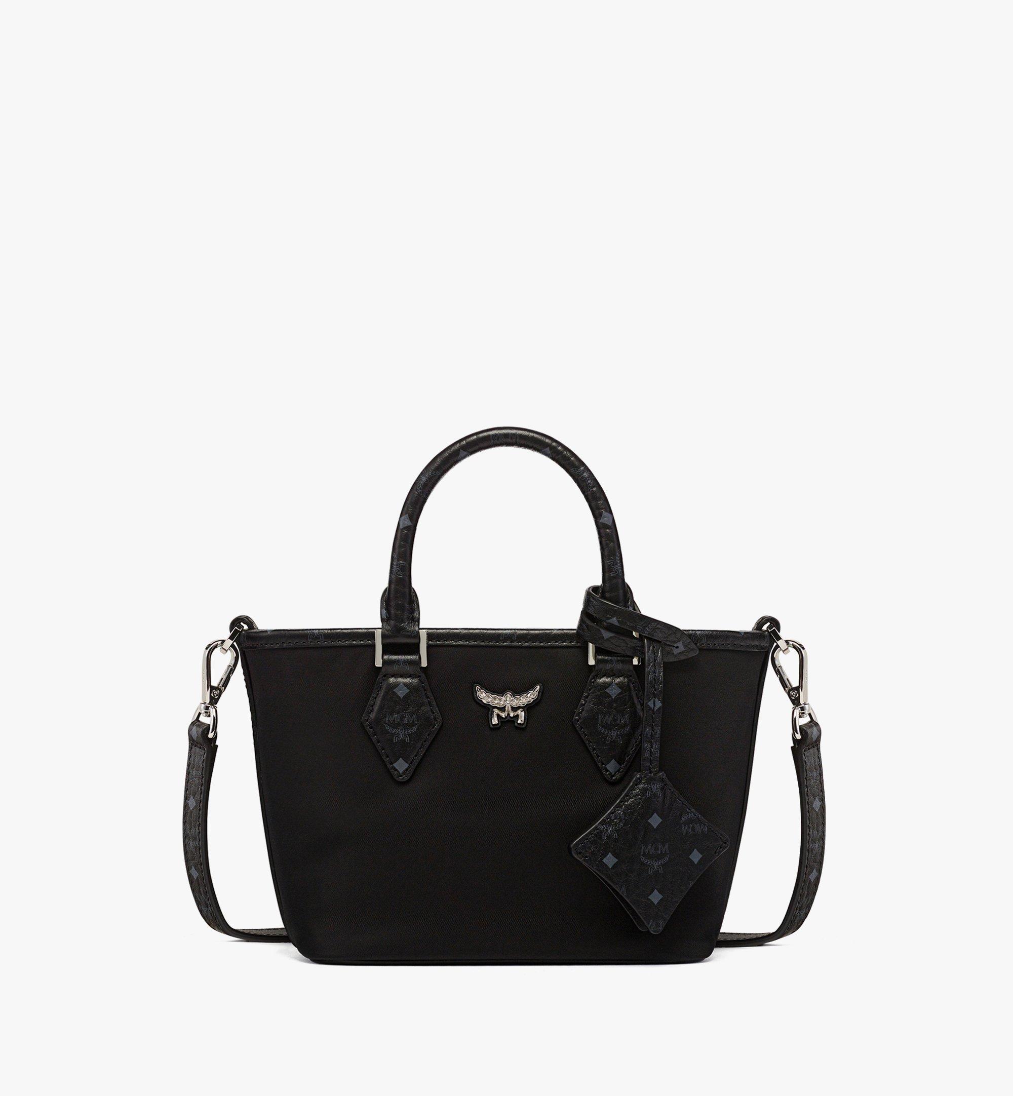 MCM Aren Shopper in Recycled Nylon and Monogram Print Leather Black MWPFSTA04BK001 Alternate View 1