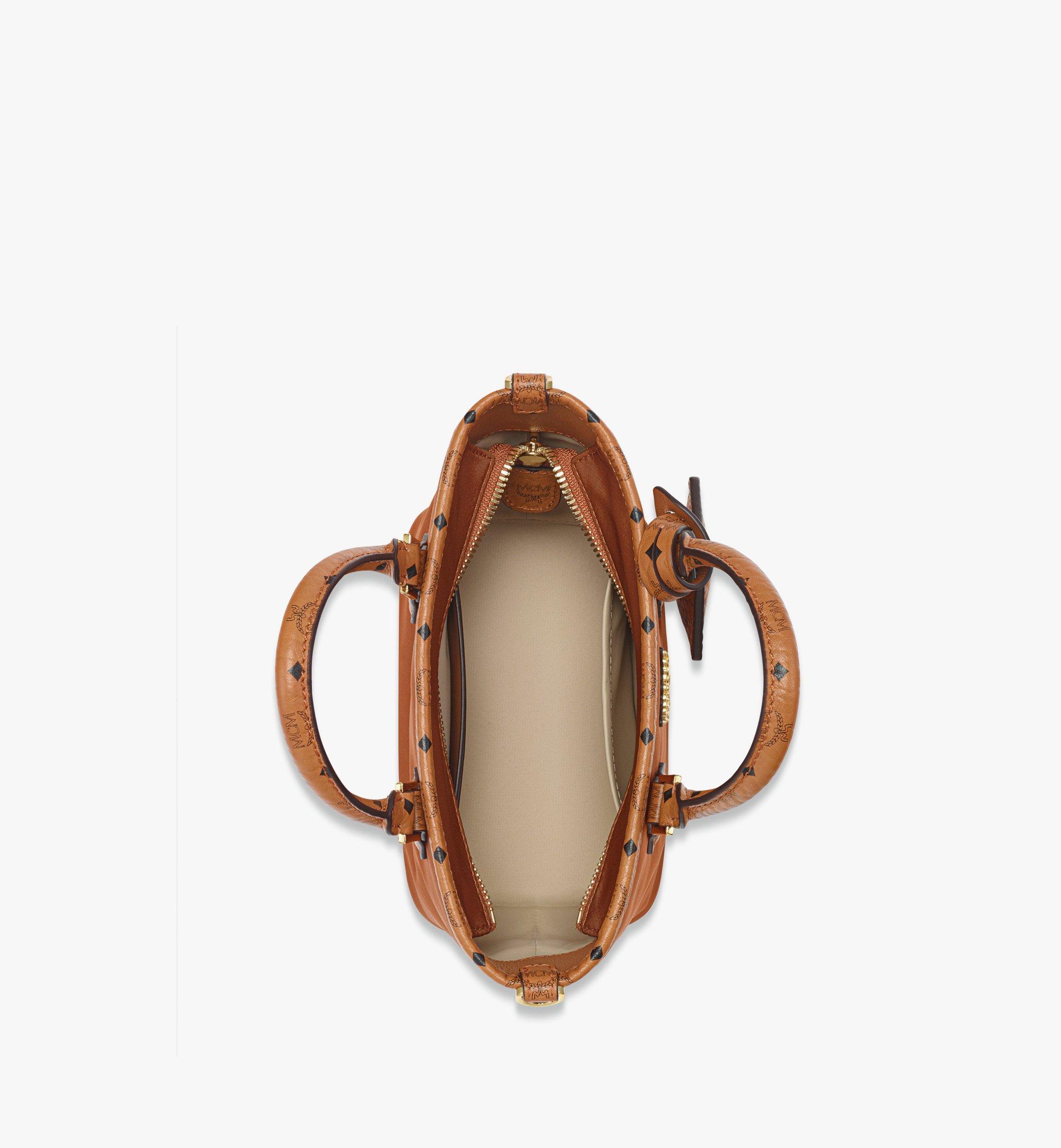 MCM Aren Shopper in Recycled Nylon and Monogram Print Leather Cognac MWPFSTA04CO001 Plus de photos 2