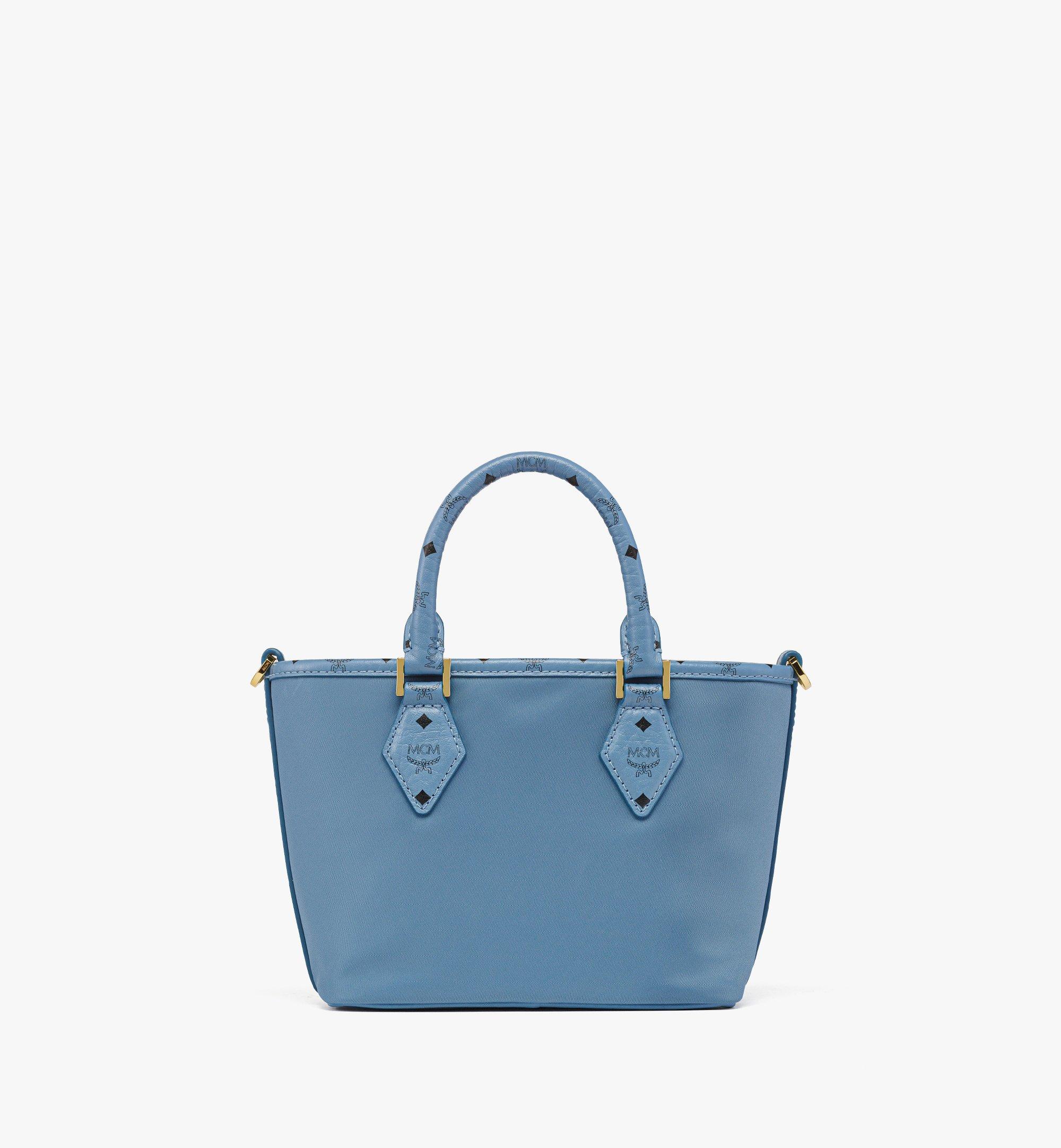 X-Mini Aren Shopper in Recycled Nylon and Monogram Print Leather Blue | MCM  ®US