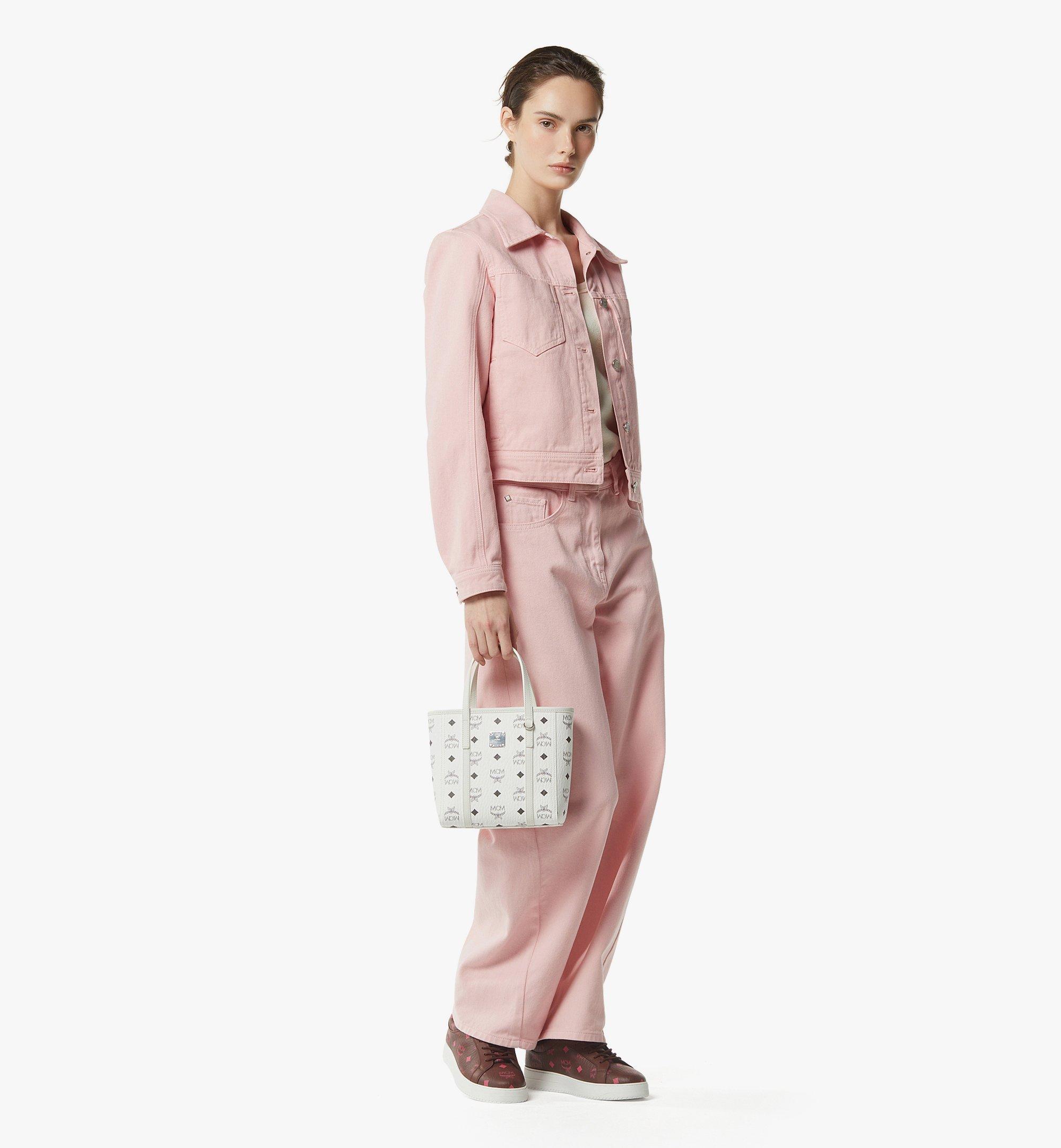 MCM Toni Top-Zip Shopper in Visetos White MWPGSMT02WT001 Alternate View 2