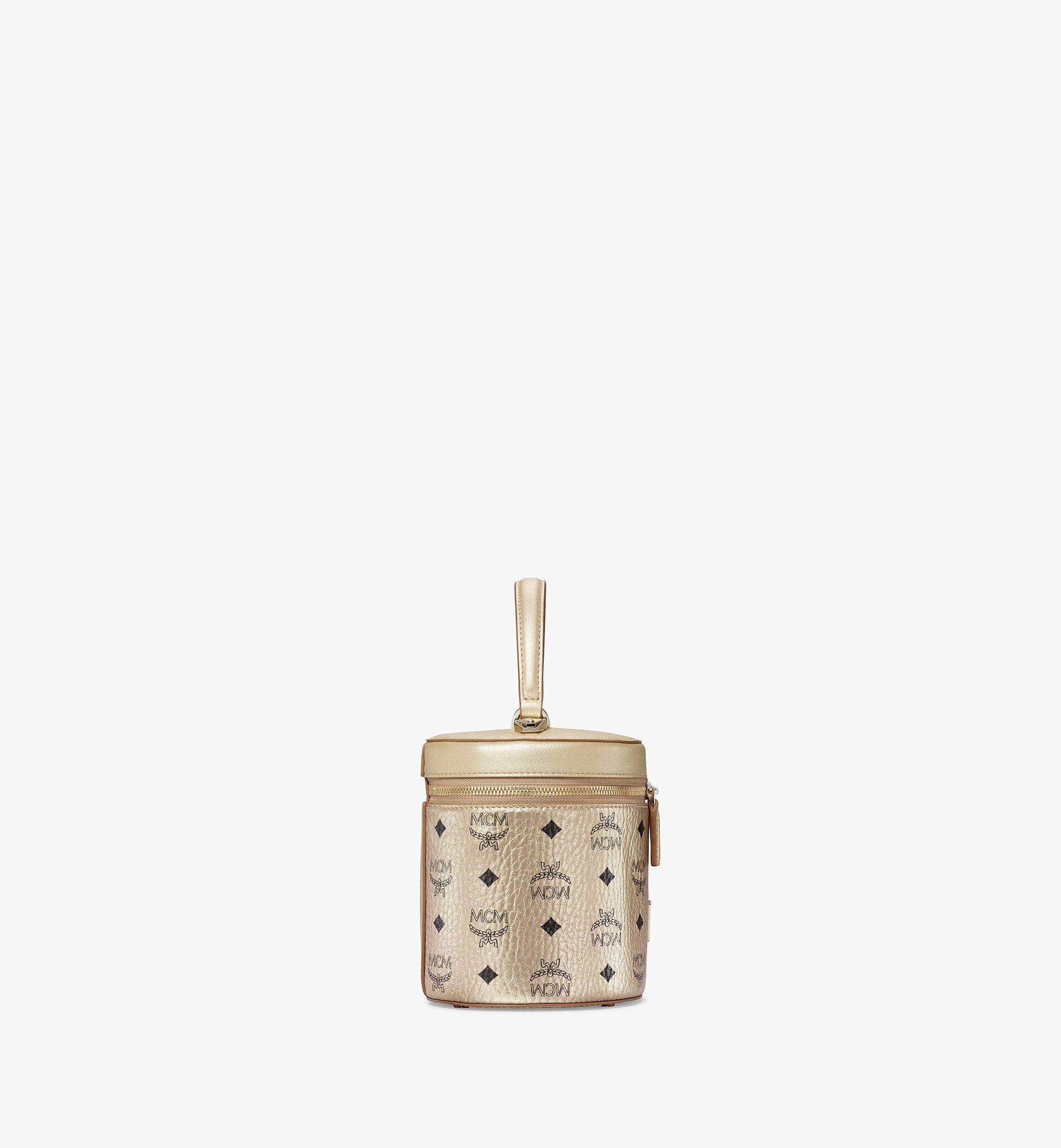 Small Cylinder Crossbody In Visetos Gold Mcm Es
