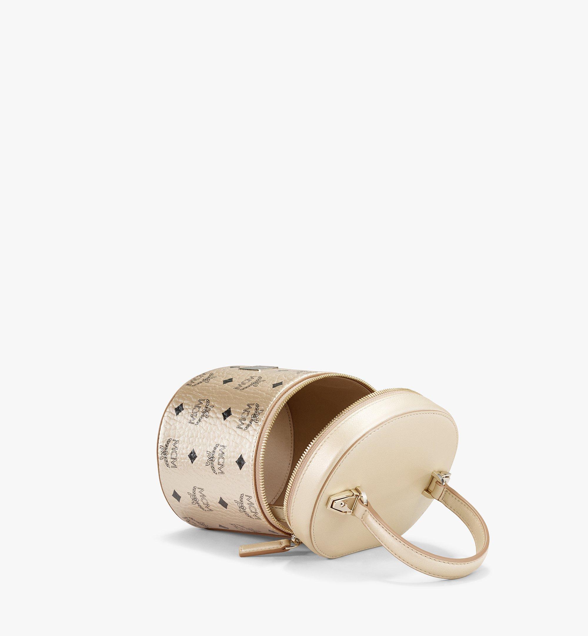 Small Cylinder Crossbody In Visetos Gold Mcm Es
