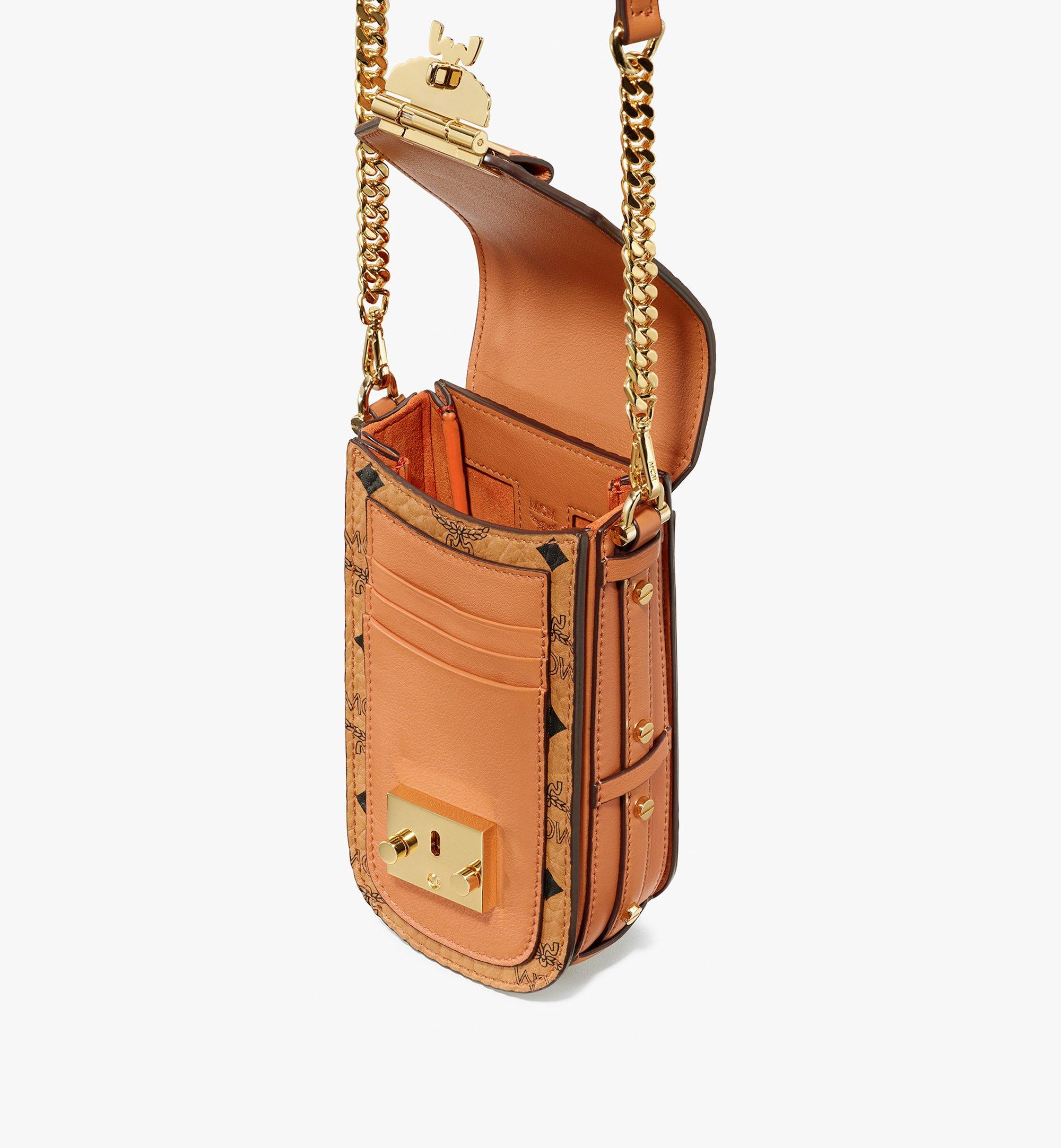 MCM Visetos Mini Patricia Crossbody Pouch Cognac | FASHIONPHILE