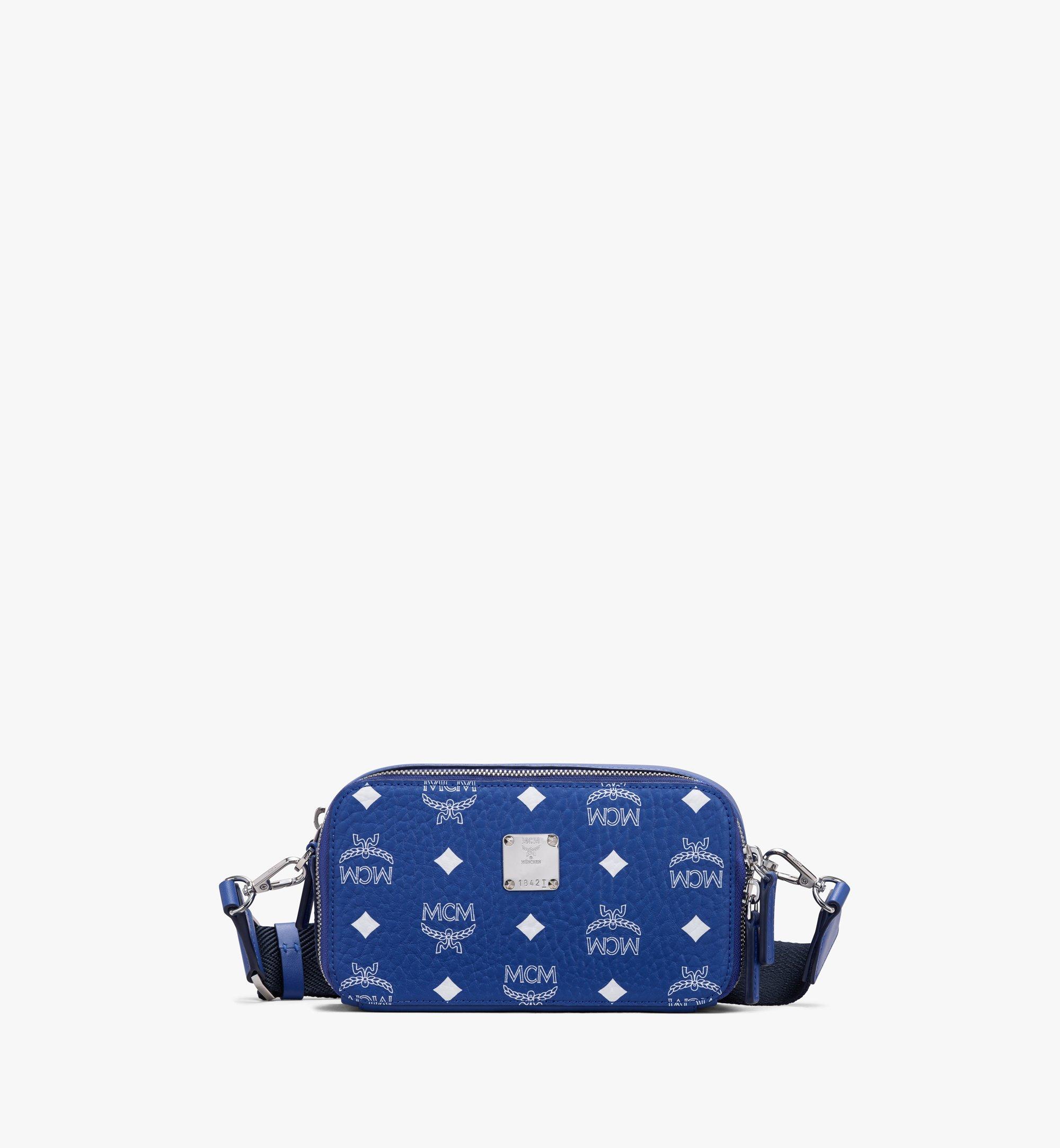 One Size E W Camera Bag In Visetos Original Blue Mcm Tw