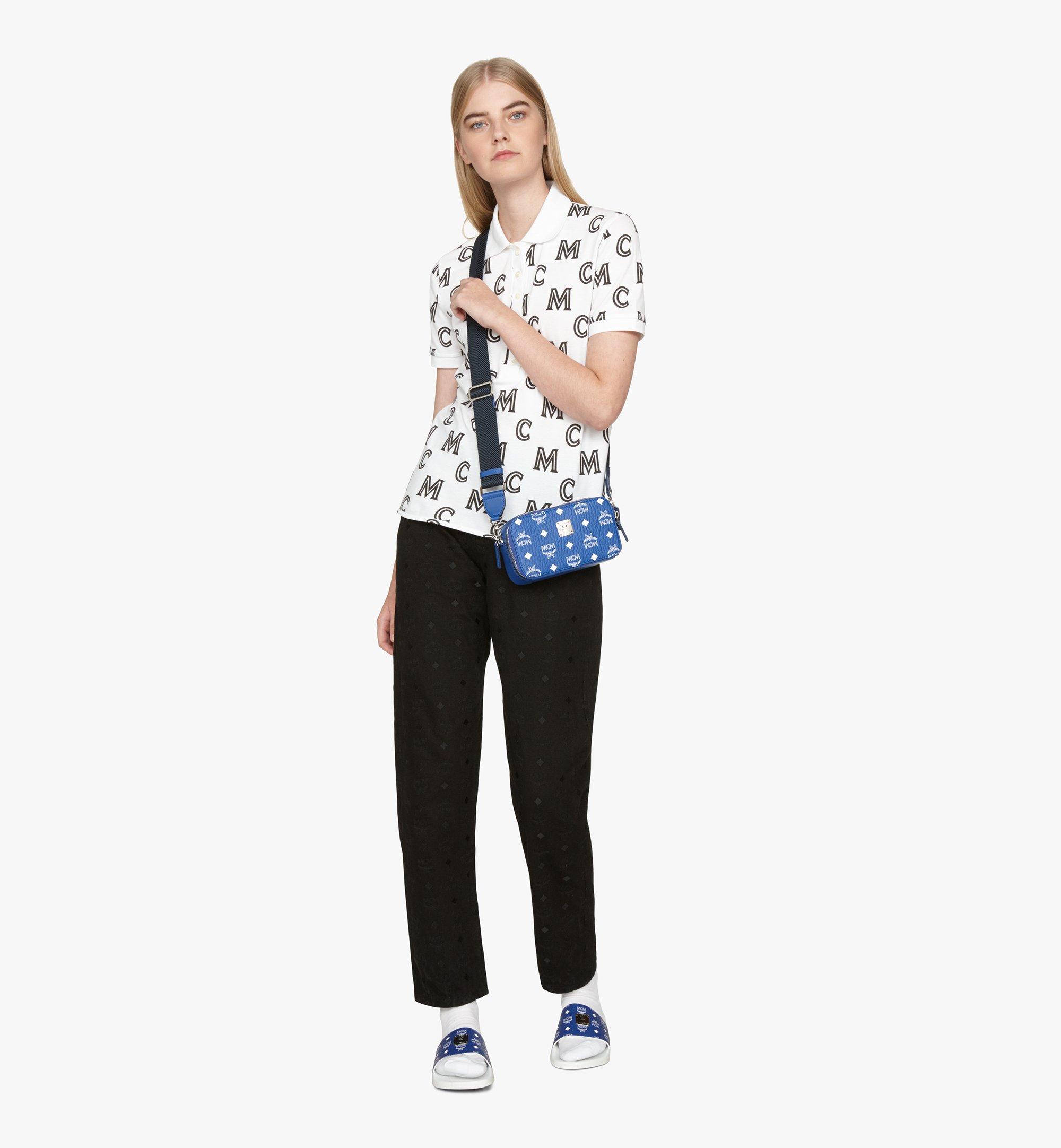 One Size E W Camera Bag In Visetos Original Blue Mcm Tw