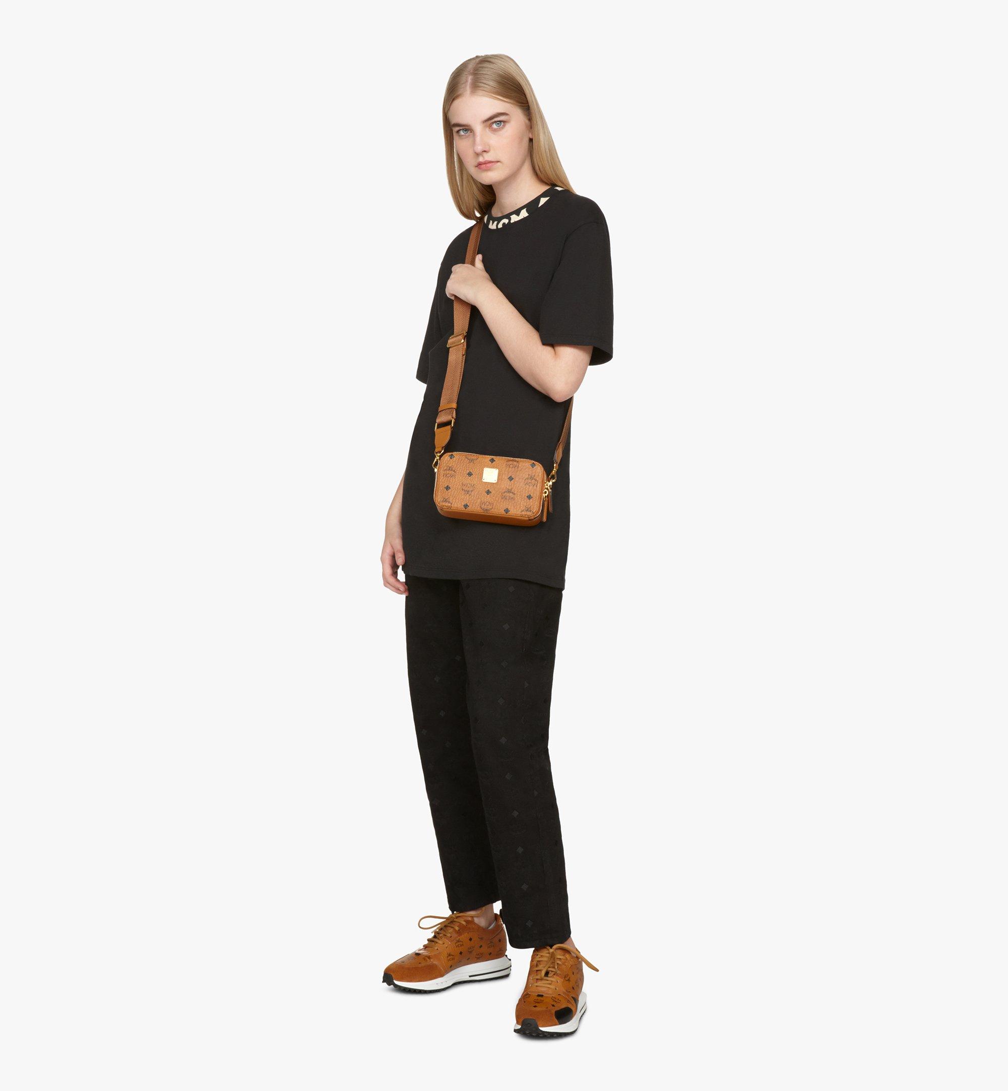 One Size Crossbody Phone Case in Visetos Original Cognac