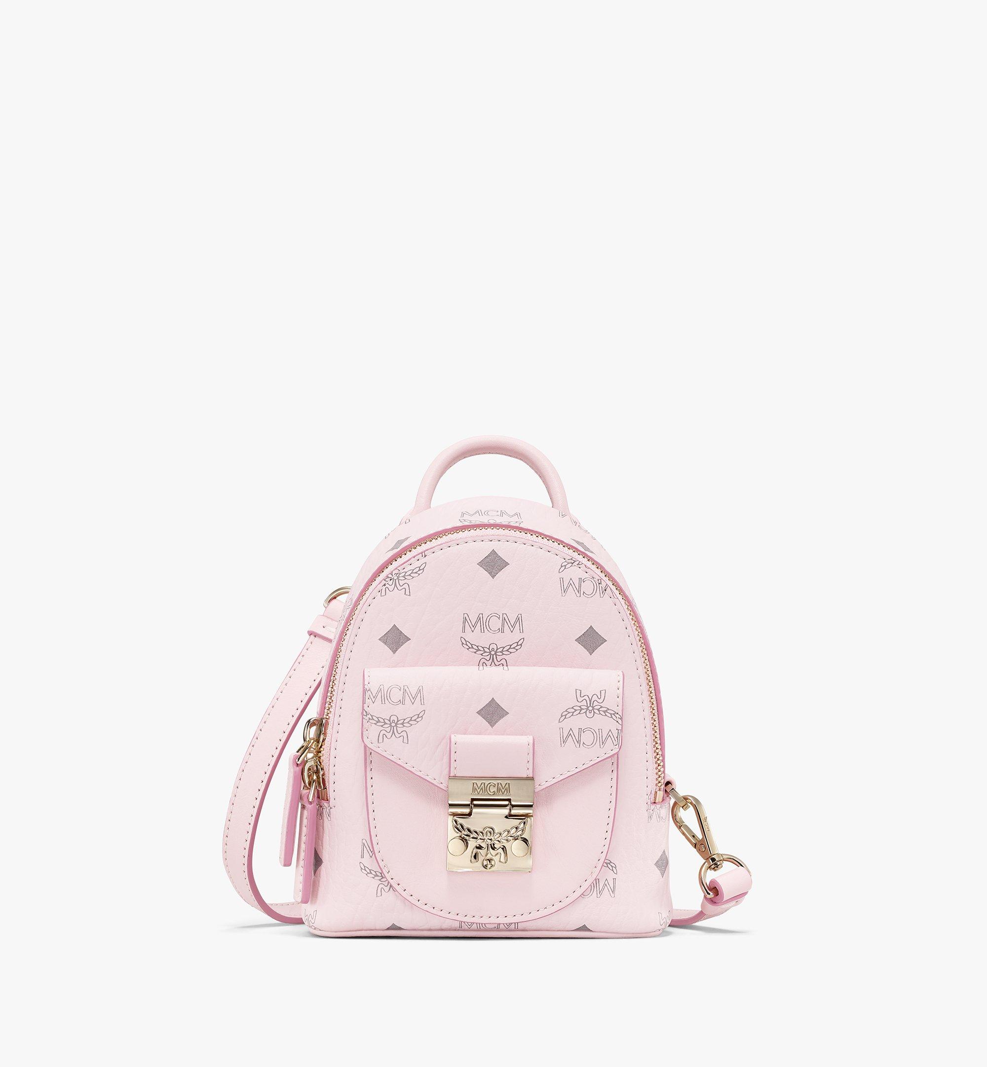 MCM Mini Patricia Visetos Leather Crossbody Bag Powder Pink