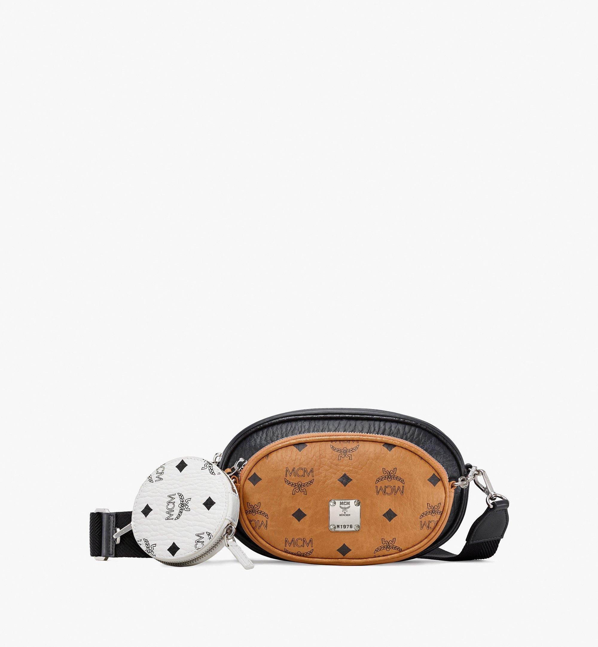 MCM, Bags, Authentic Mcm Micro Crossbody Bag In White Monogram Canvas And  Black Leather