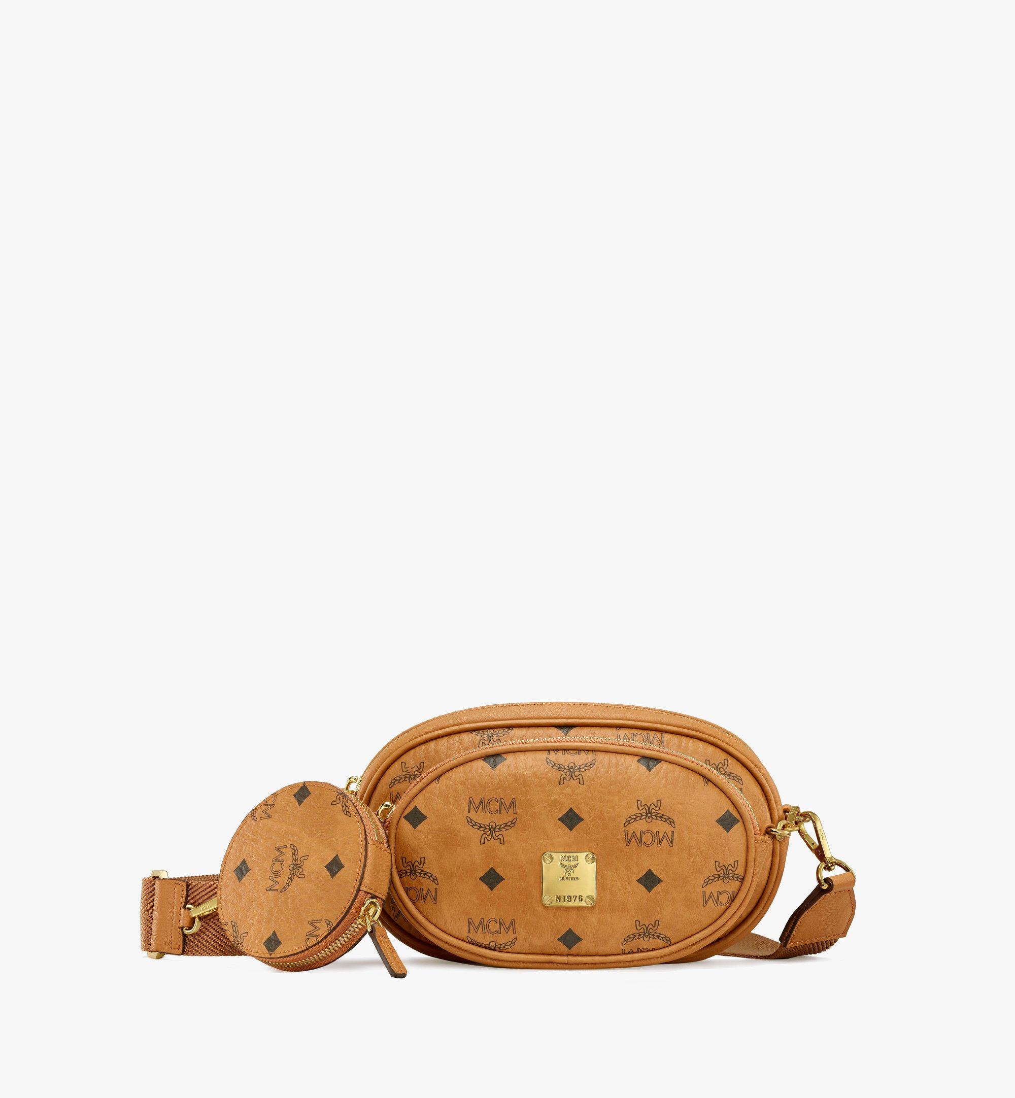 MCM Essential Multifunction Crossbody Small Visetos Cognac in Coated Canvas  with Gold-tone - US