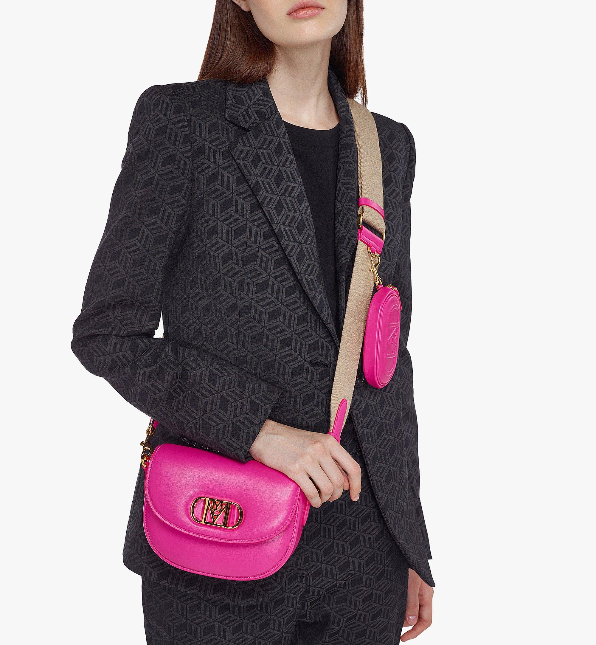 MCM Mode Travia Crossbody w/ Pouch Charm in Lamb Nappa Leather Pink MWRCALD02QR001 Alternate View 4