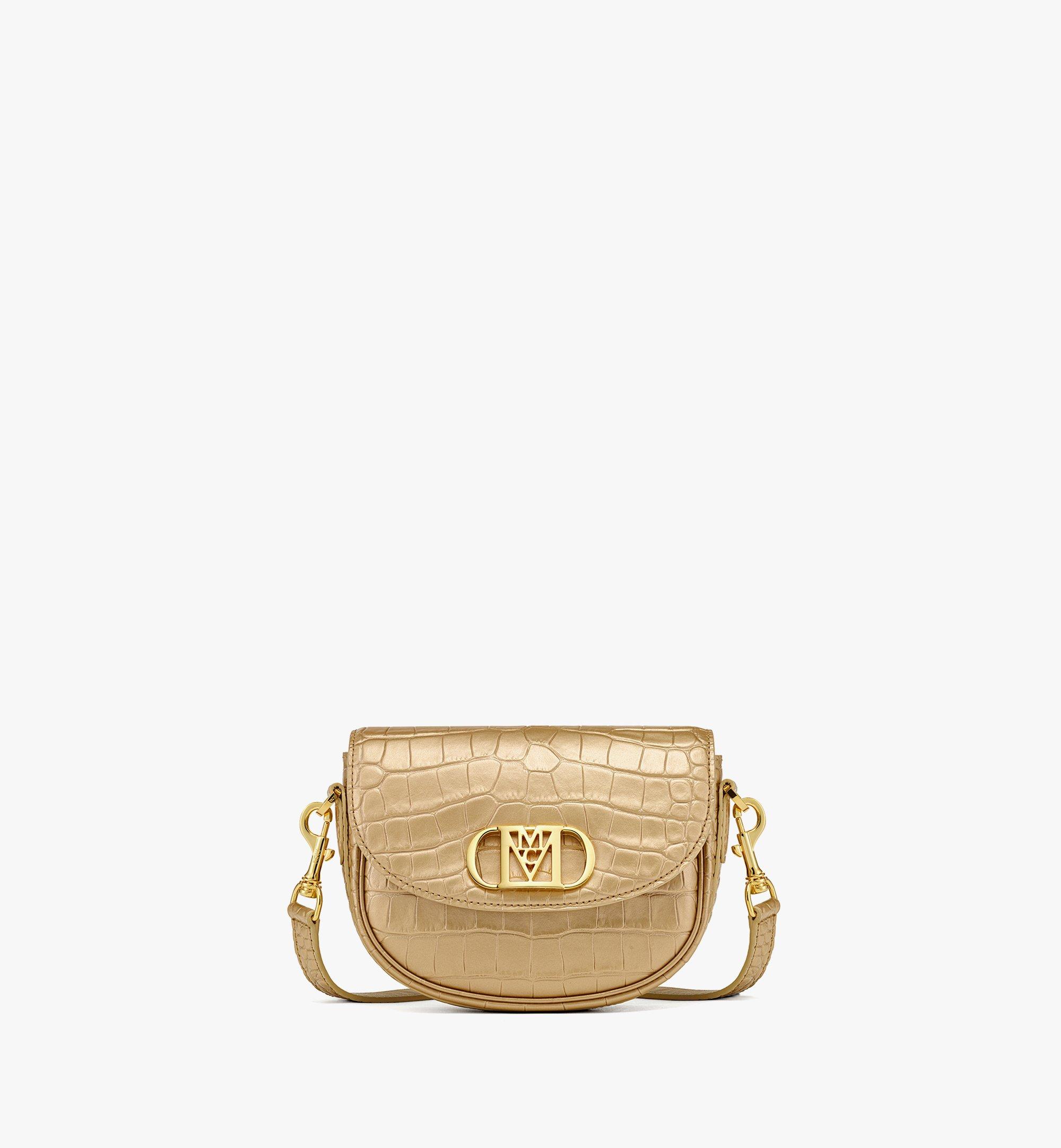 MCM Mode Travia Crossbody in Gold Croco-Embossed Leather Gold MWRDSLD01DG001 Alternate View 1