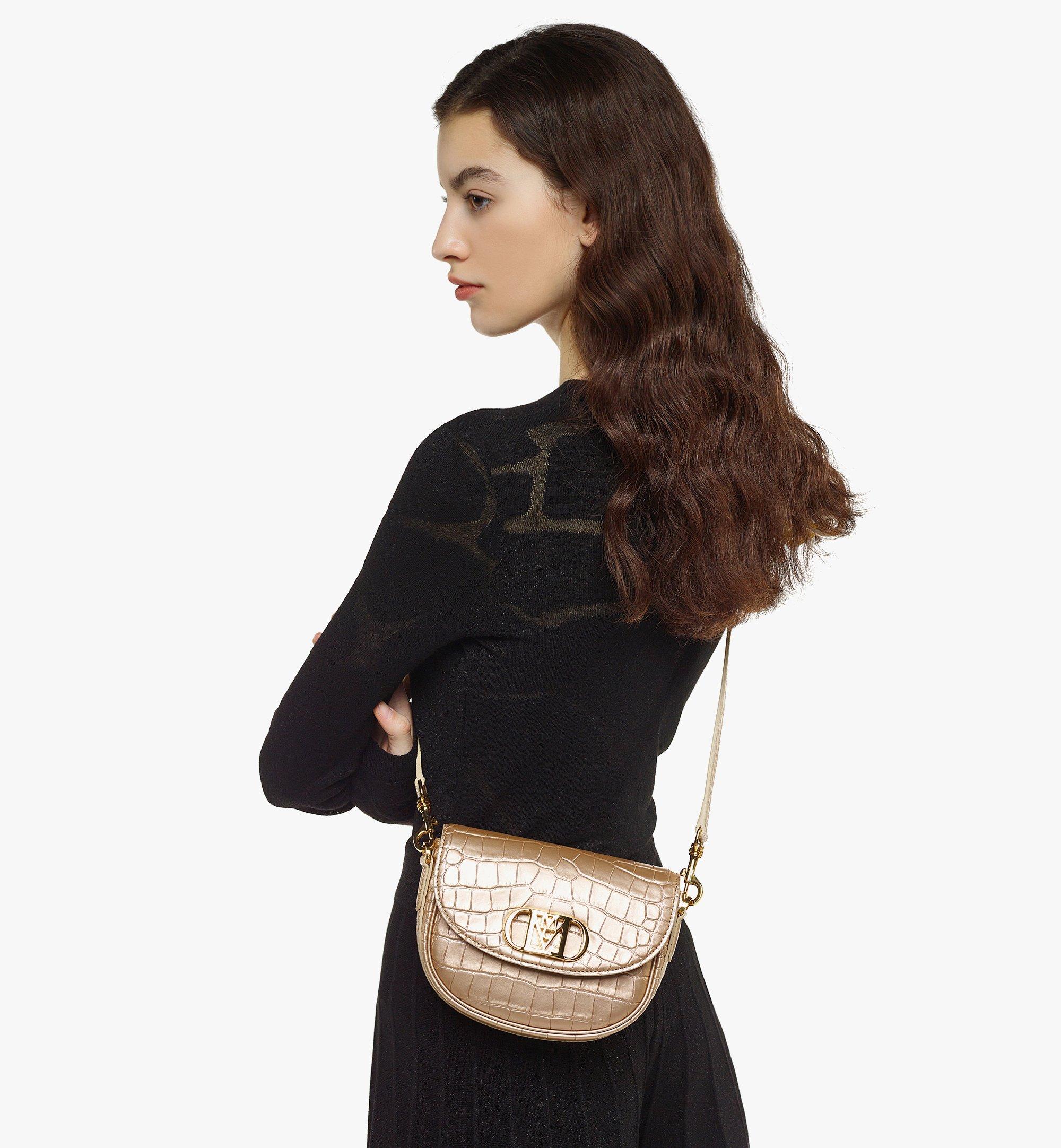 MCM Mode Travia Crossbody in Gold Croco-Embossed Leather Gold MWRDSLD01DG001 Alternate View 4