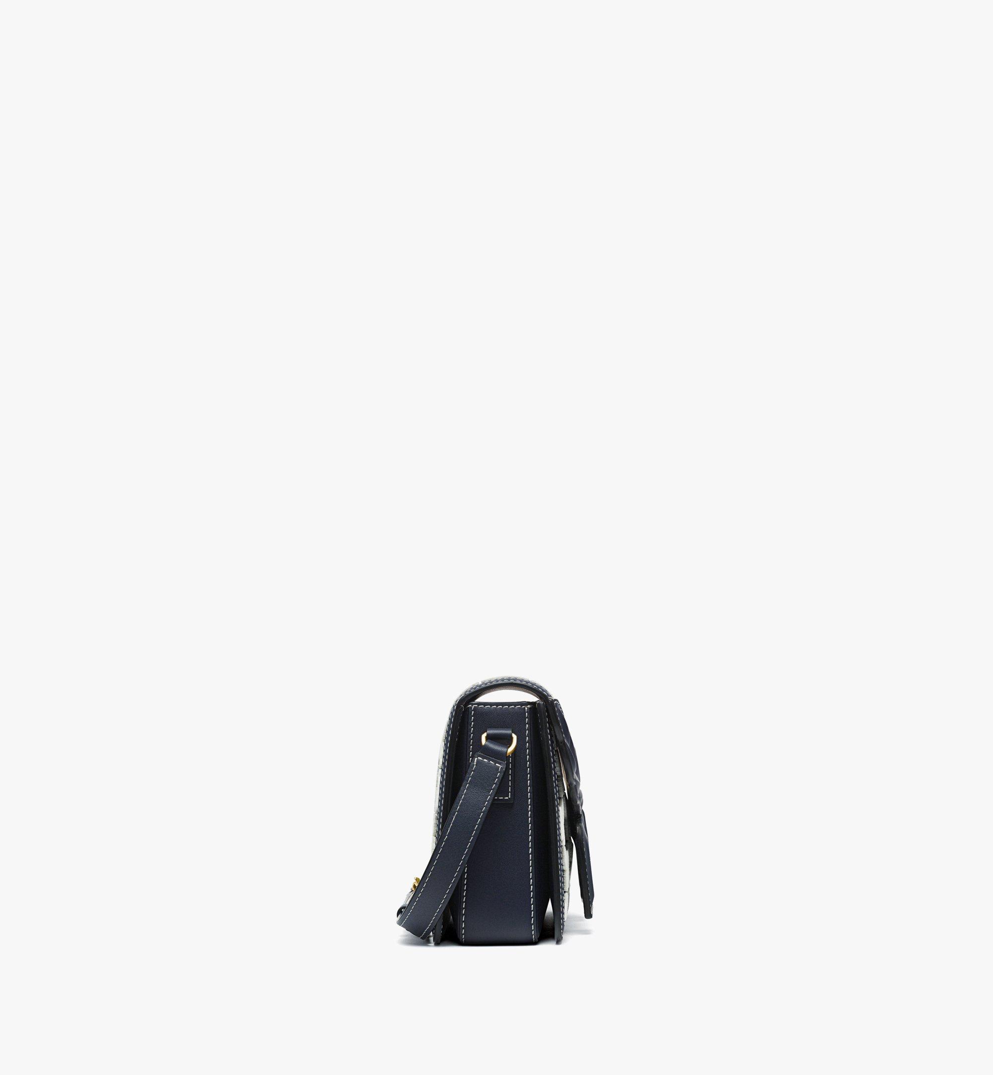 MCM Sac à bandoulière Himmel en cuir et à flocage lauriers Blue MWREAAC01VC001 Plus de photos 1