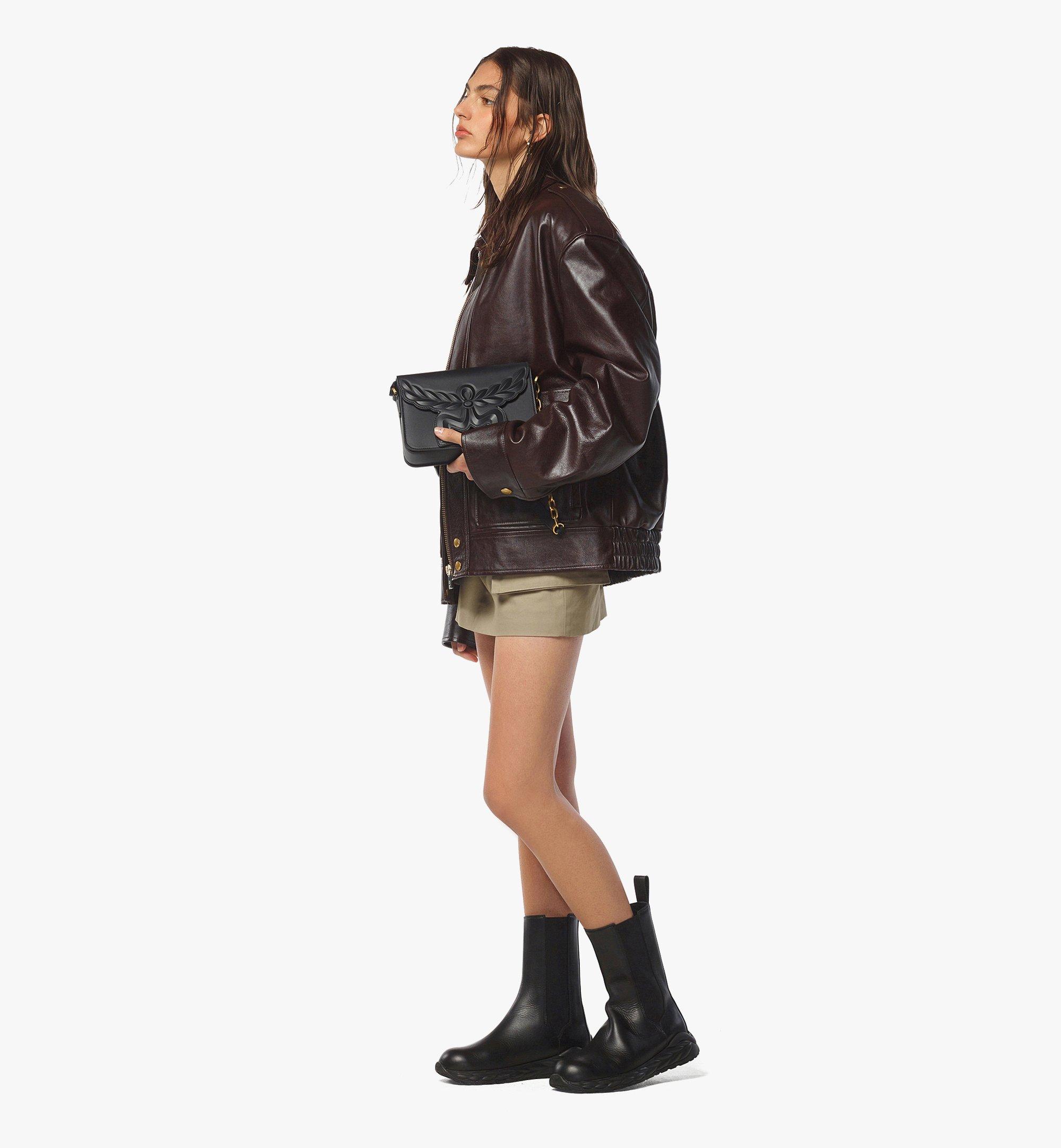 Small Himmel Laurel Crossbody in Calf Leather Black | MCM ®US