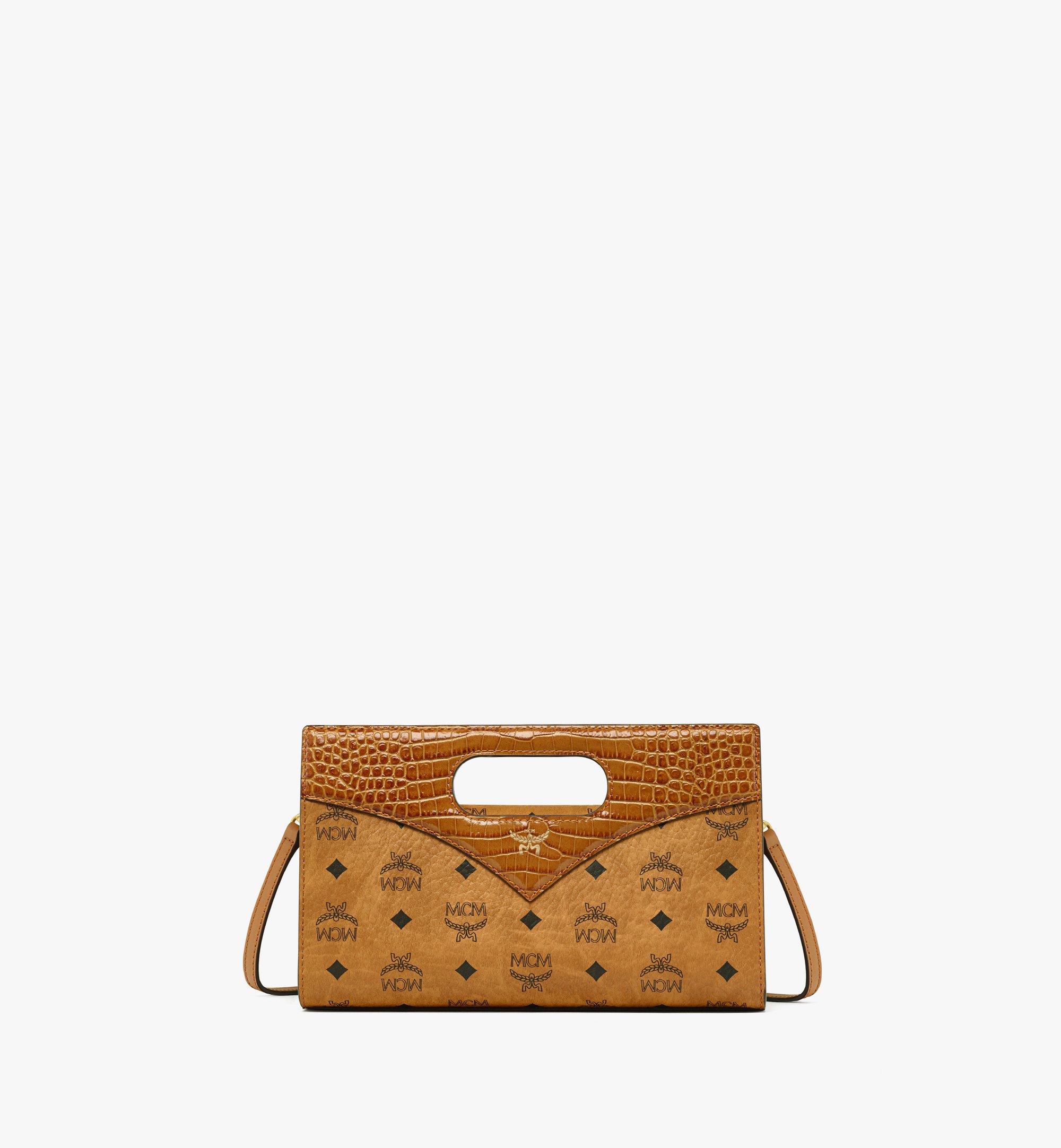 Diamond Tote in Visetos and Croco-Embossed Leather