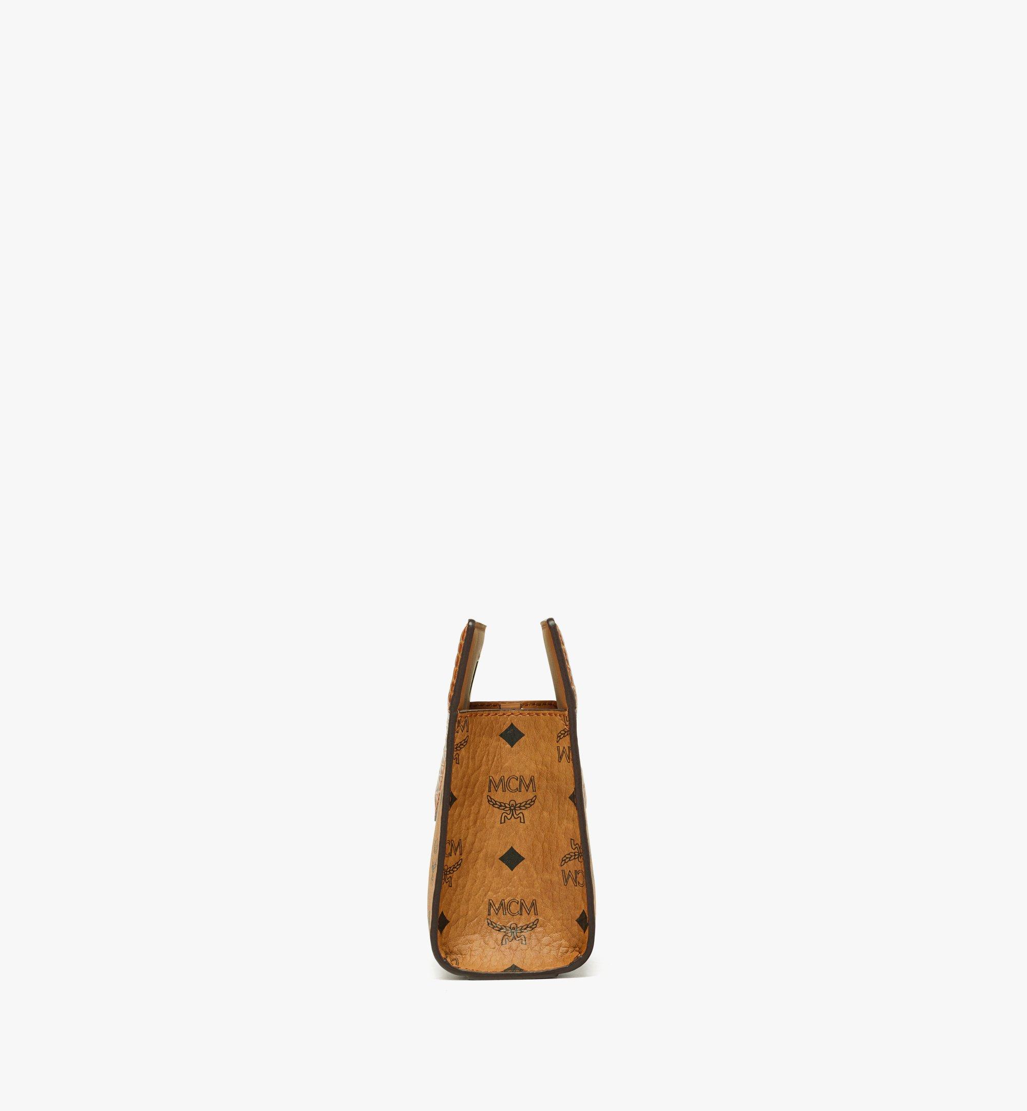 Small Diamond Tote in Visetos and Croco-Embossed Leather